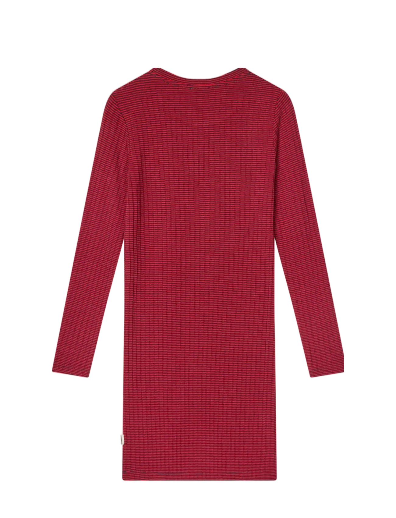 Mads Nørgaard - 5x5 Classic Stripe Dubina Short Dress - langärmelige freizeitkleider - parisian night/high risk red - 2