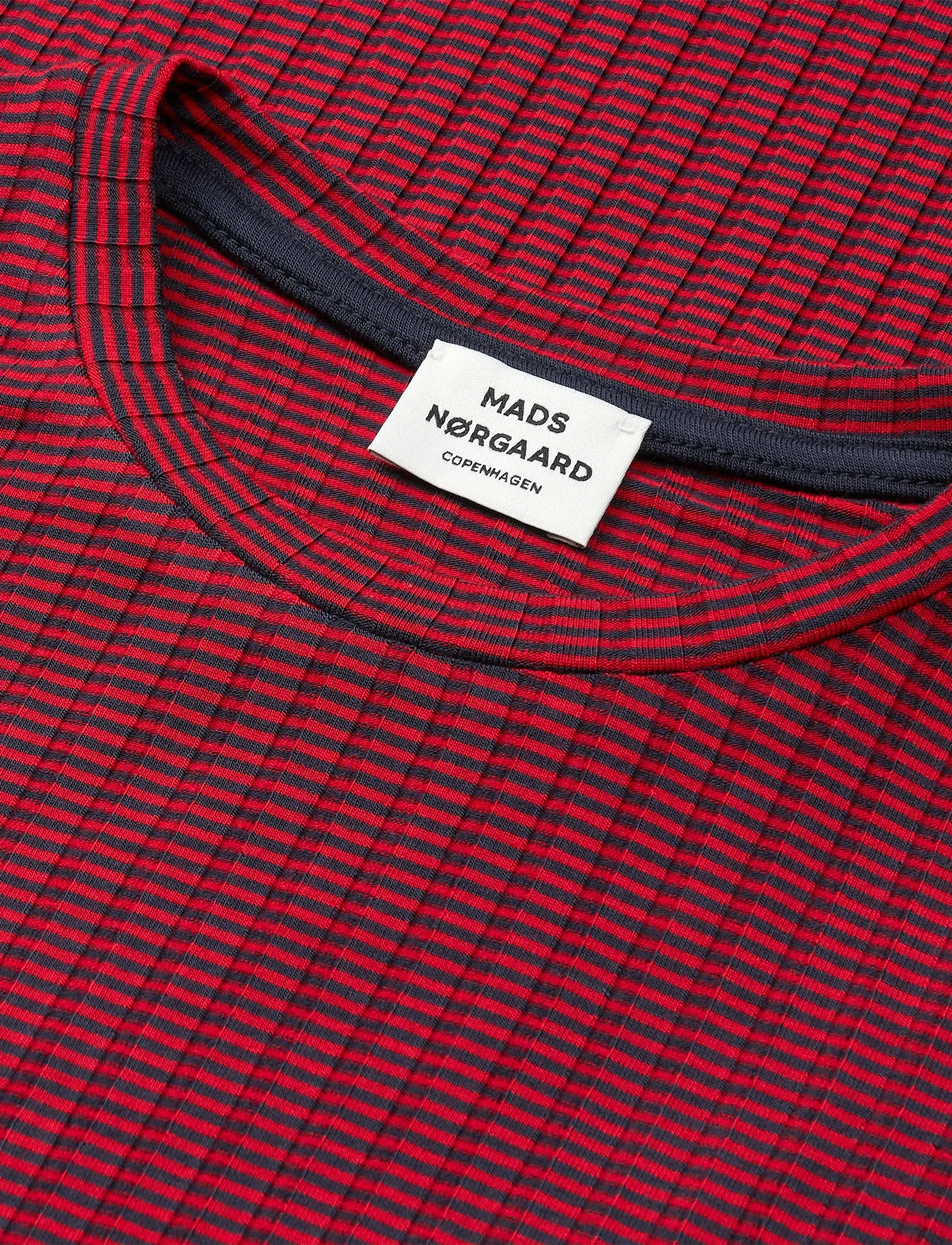 Mads Nørgaard - 5x5 Classic Stripe Dubina Short Dress - langärmelige freizeitkleider - parisian night/high risk red - 3