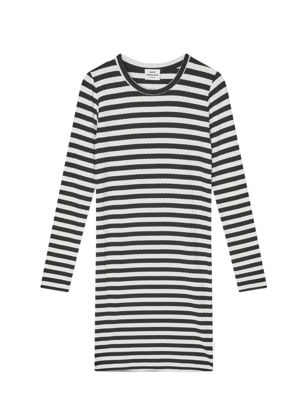 Mads Nørgaard 5X5 Classic Stripe Dubina Short Dress, 164, Black, Fritidskjoler > Fritidskjoler Med Lange Ærmer, Børn