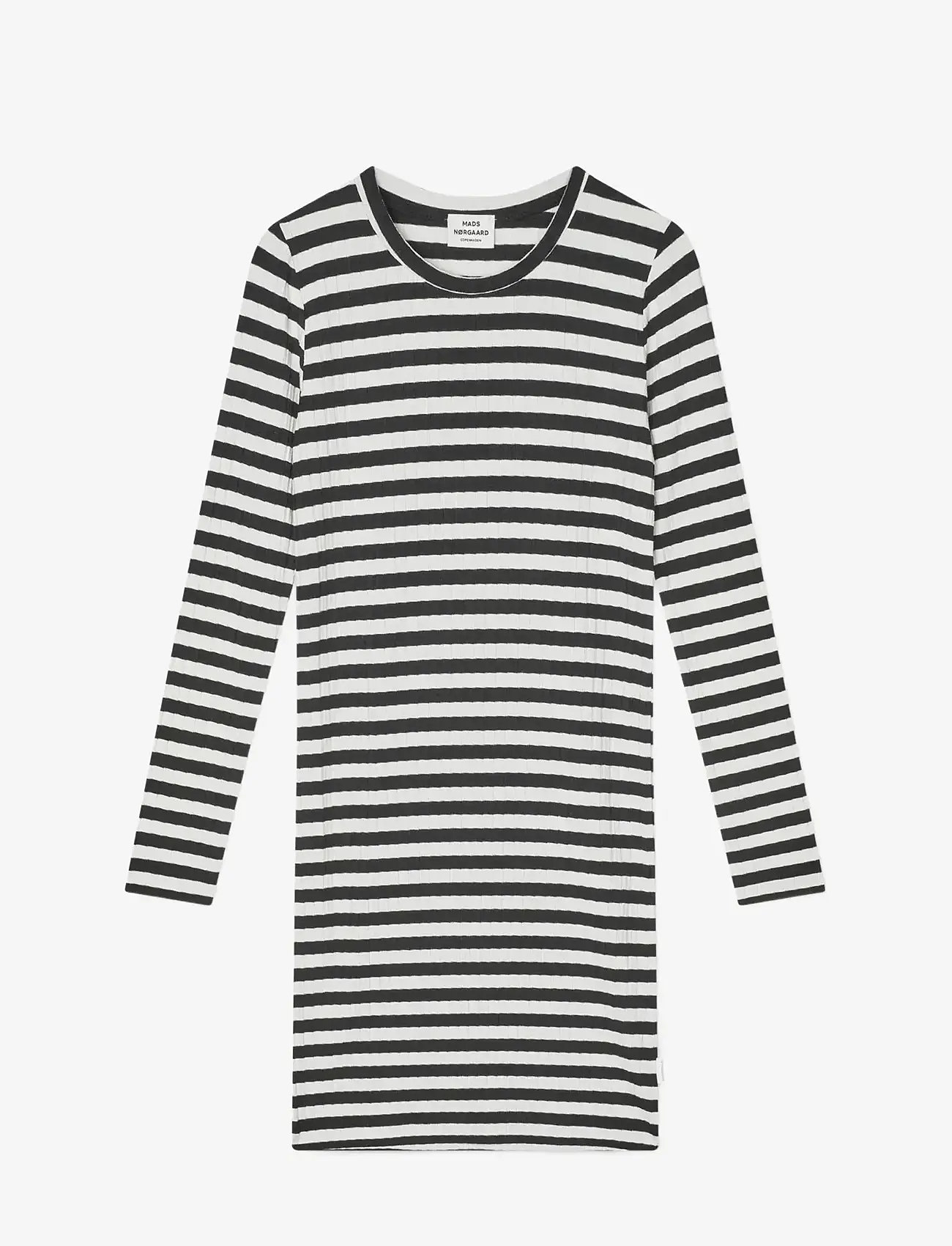 Mads Nørgaard - 5x5 Classic Stripe Dubina Short Dress - long-sleeved casual dresses - black/vanilla ice - 0