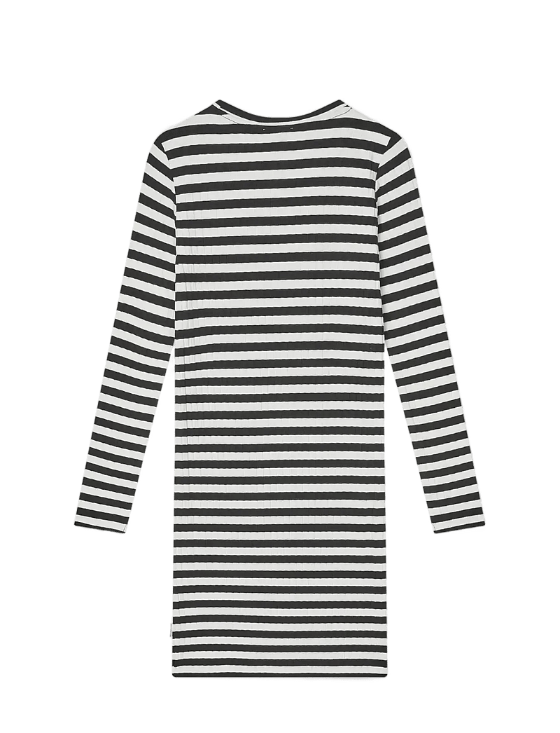 Mads Nørgaard - 5x5 Classic Stripe Dubina Short Dress - long-sleeved casual dresses - black/vanilla ice - 1
