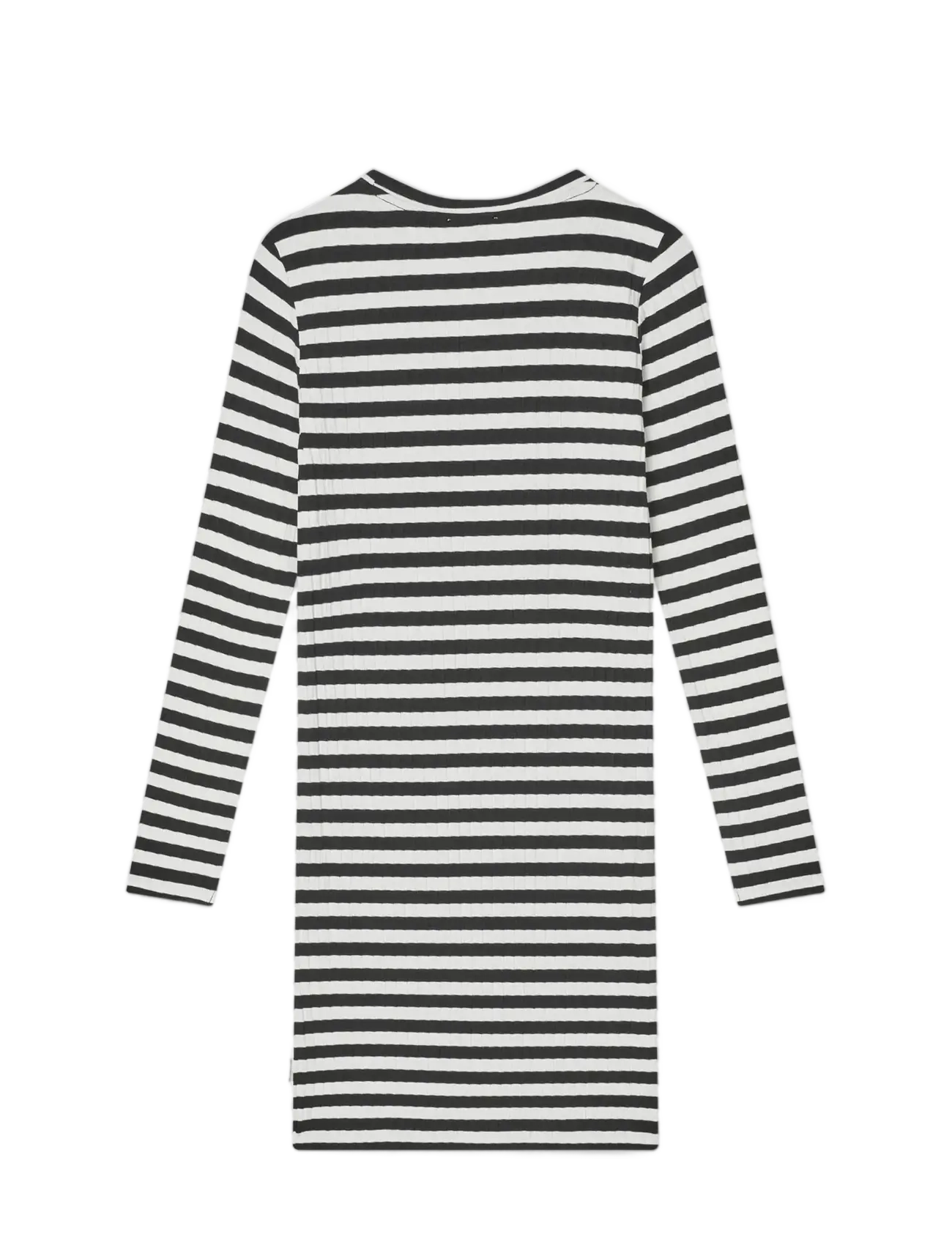 Mads Nørgaard - 5x5 Classic Stripe Dubina Short Dress - langærmede hverdagskjoler - black/vanilla ice - 1