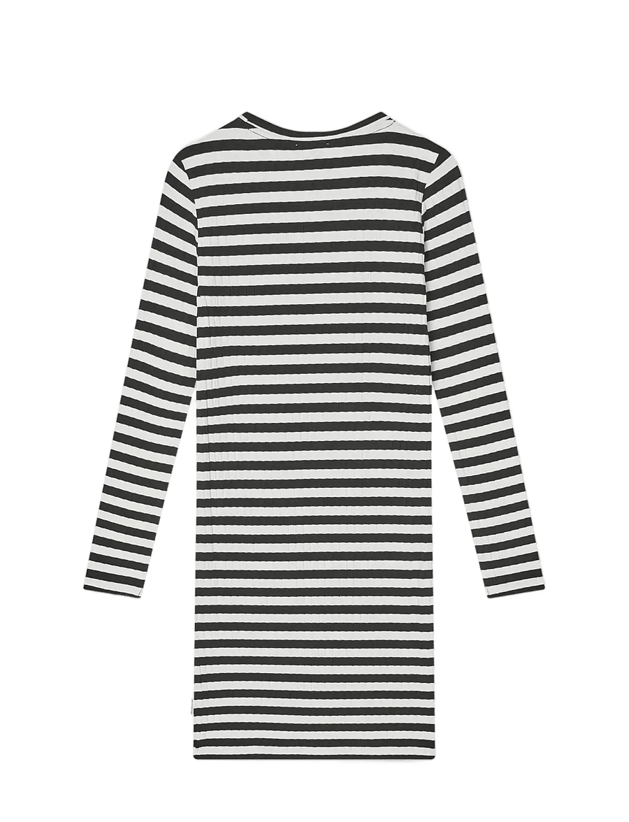 Mads Nørgaard - 5x5 Classic Stripe Dubina Short Dress - langærmede hverdagskjoler - black/vanilla ice - 1