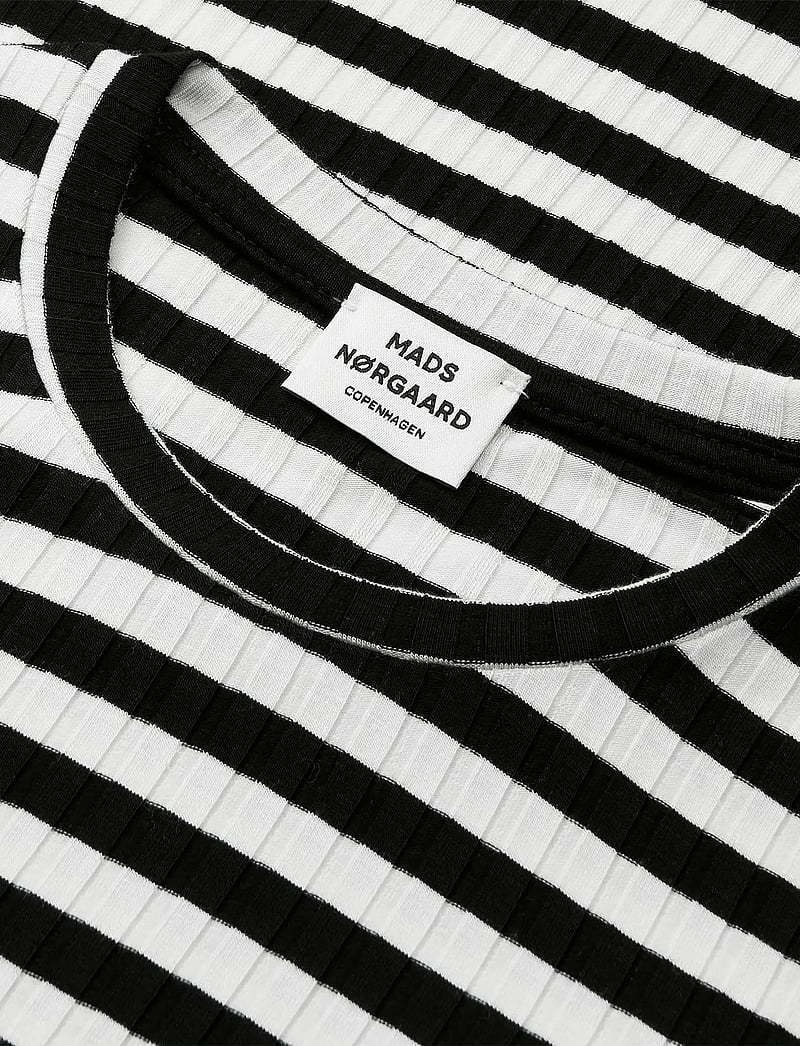 Mads Nørgaard - 5x5 Classic Stripe Dubina Short Dress - long-sleeved casual dresses - black/vanilla ice - 2