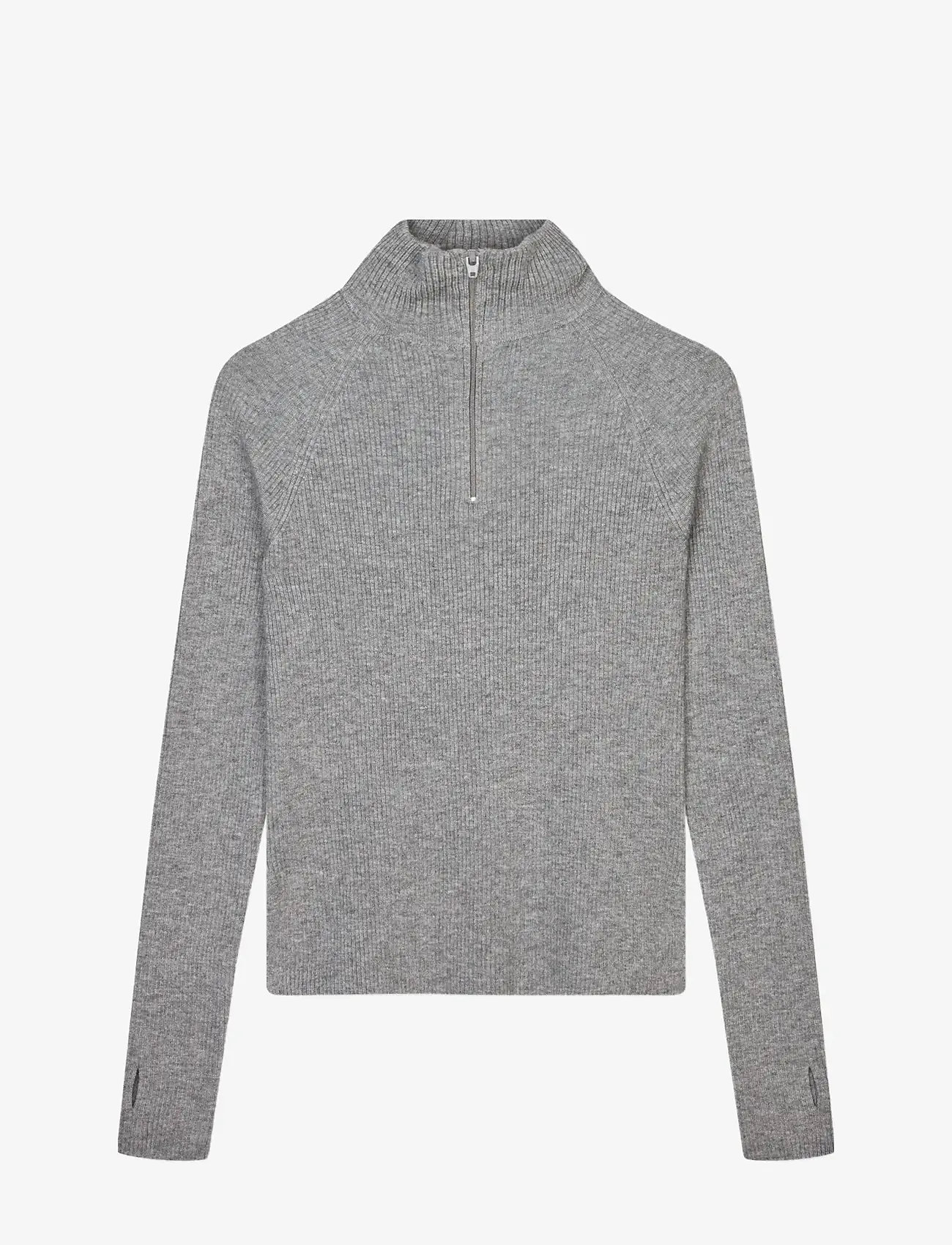 Mads Nørgaard - Fine Merino Ida Knit - striktrøjer - grey melange - 1
