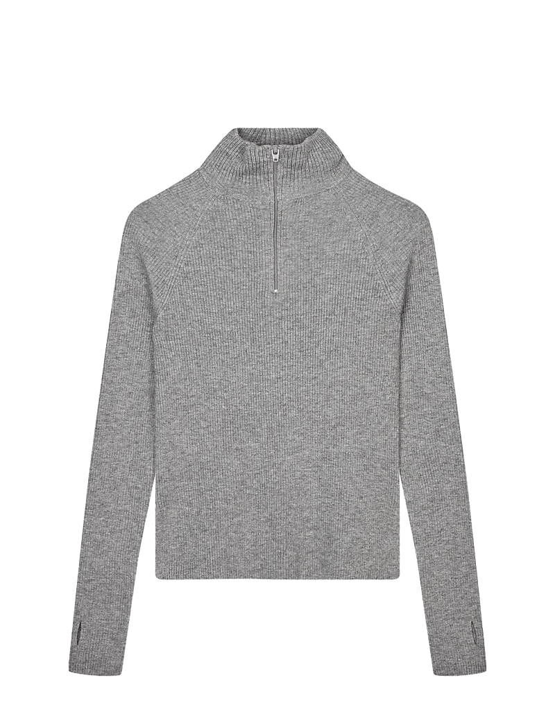 Mads Nørgaard - Fine Merino Ida Knit - striktrøjer - grey melange - 1