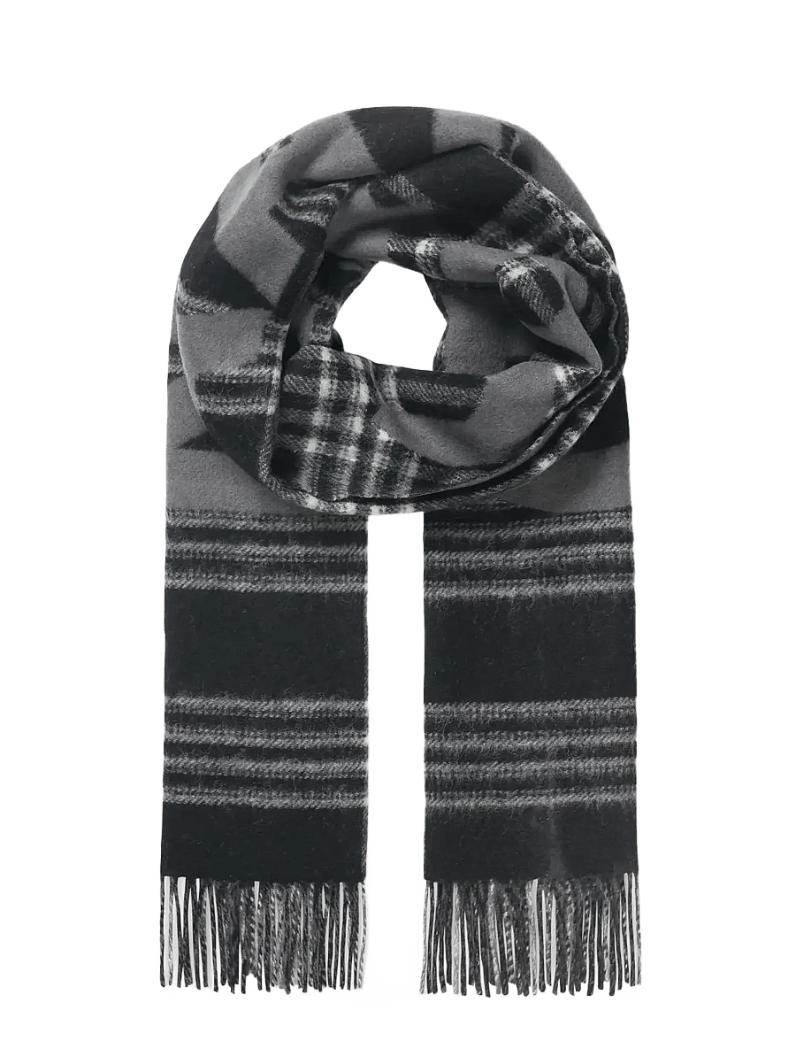 Mads Nørgaard - Woven Wool Logo Scarf - winterschals - black/vanilla ice - 0
