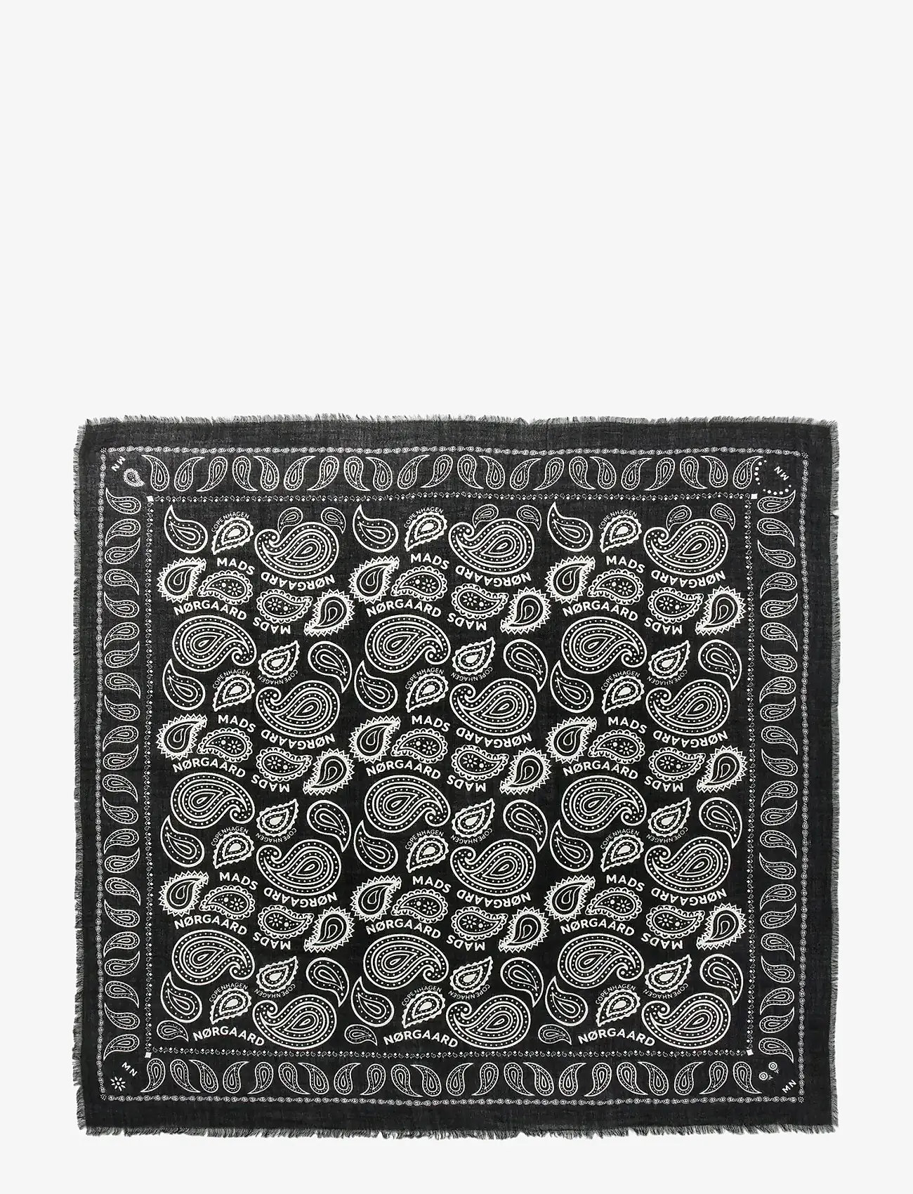 Mads Nørgaard - Soft Wool Self Scarf - lightweight scarves - paisley aop/black - 1