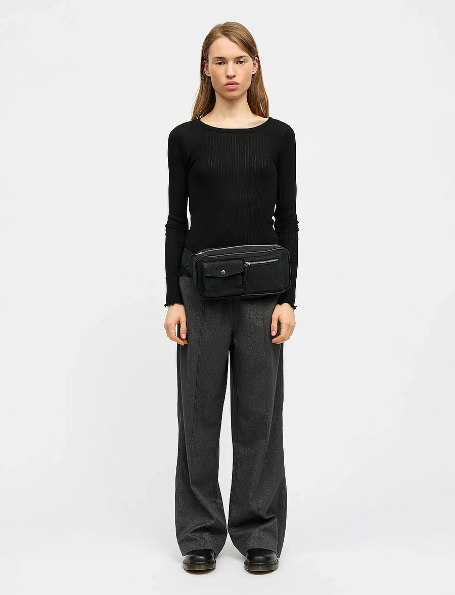 Mads Nørgaard - Pointella Troja Tee LS FAV - langärmlige tops - black - 0
