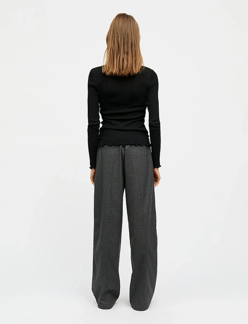 Mads Nørgaard - Pointella Troja Tee LS FAV - långärmade toppar - black - 2