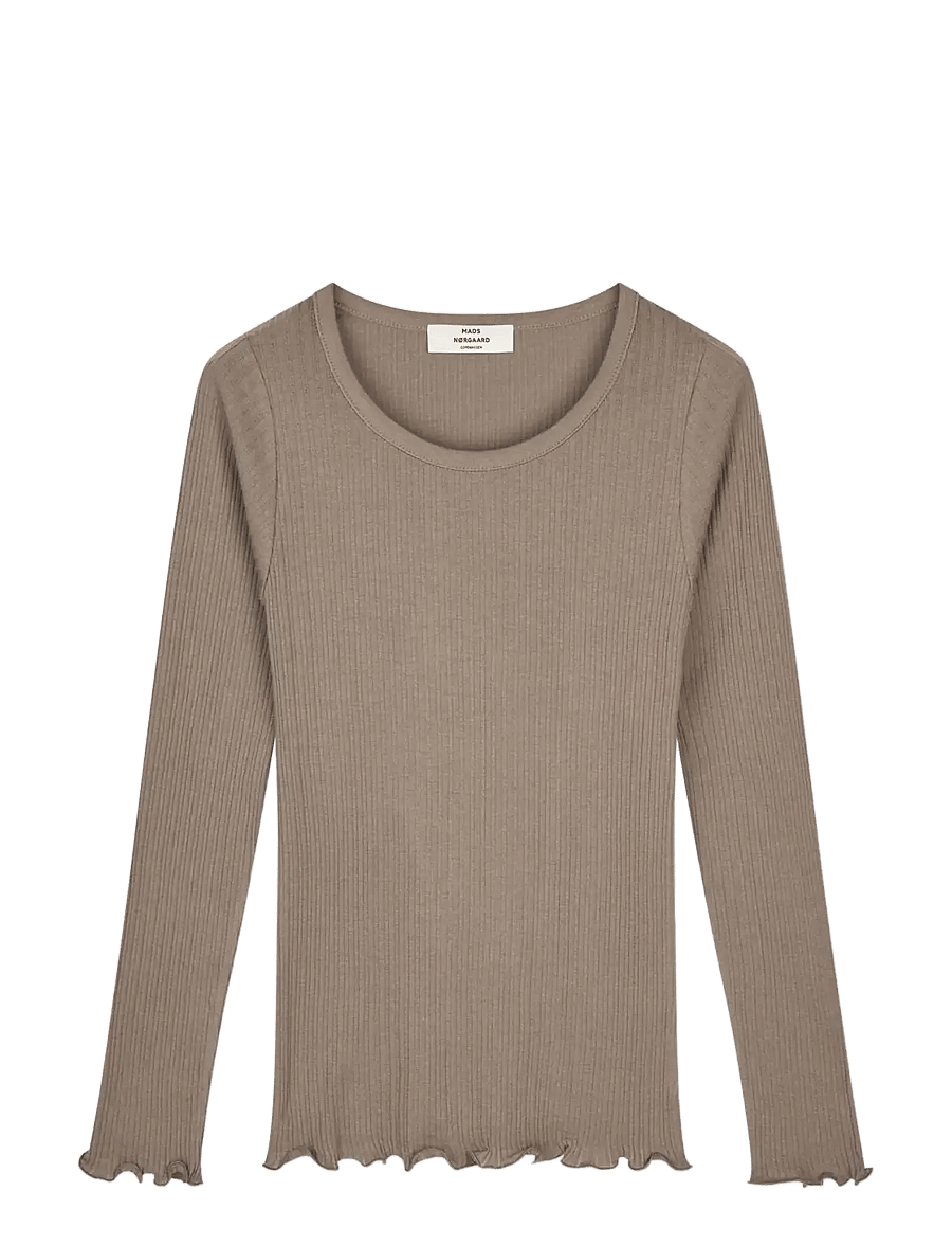 Mads Nørgaard - Pointella Troja Tee LS FAV - langärmlige tops - walnut - 1
