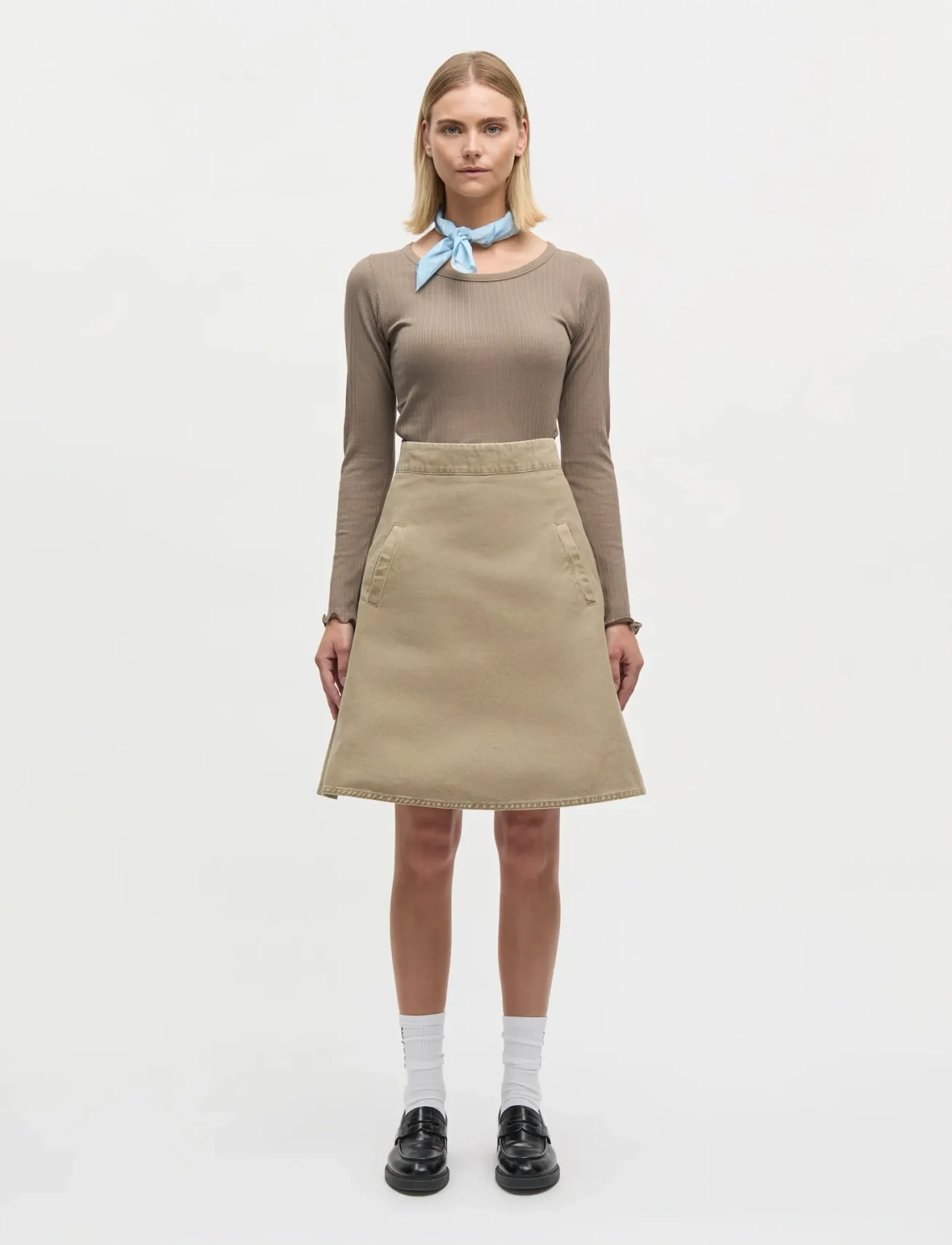 Mads Nørgaard Pointella Troja Tee LS FAV - T-shirts & Toppe - WALNUT / brown