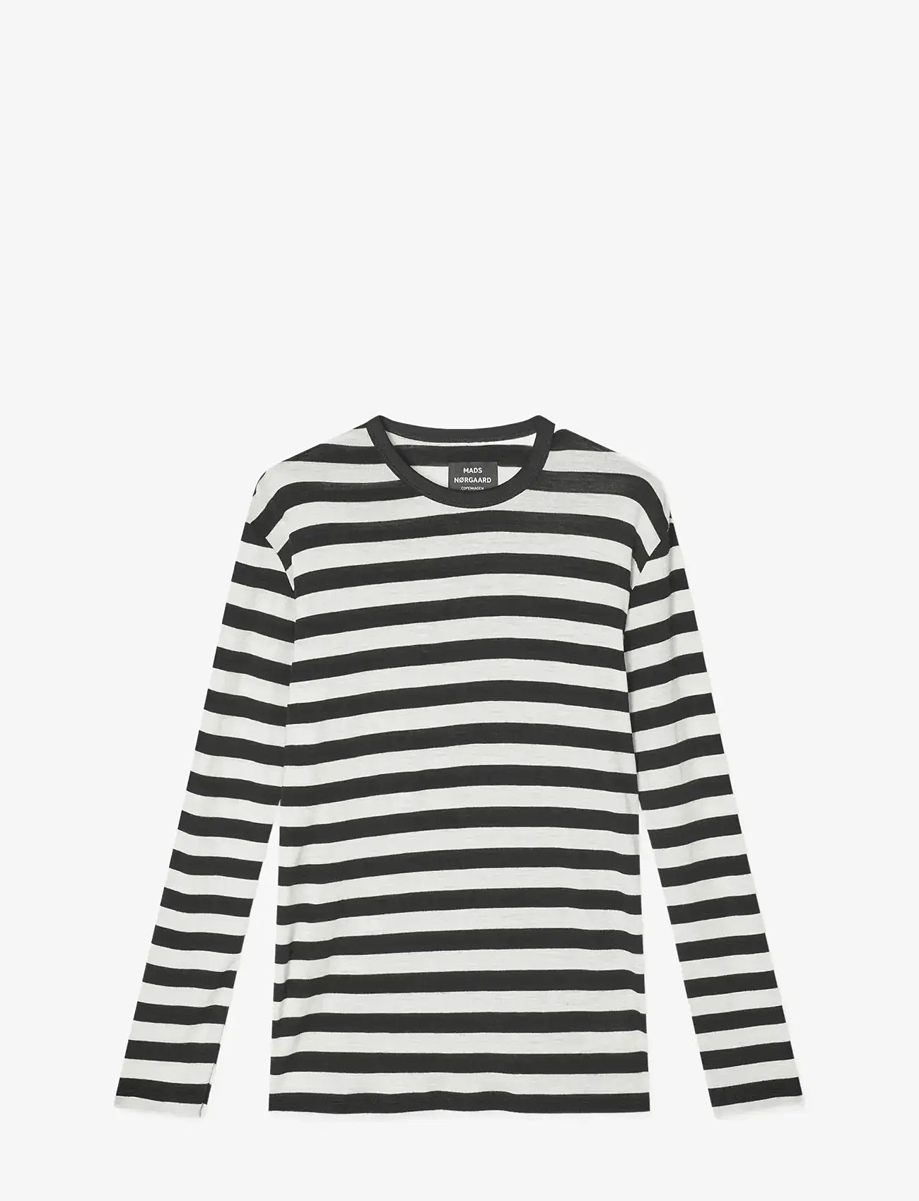Mads Nørgaard - Fine Wool Tobias Knit - langærmede t-shirts - black/vanilla ice - 1