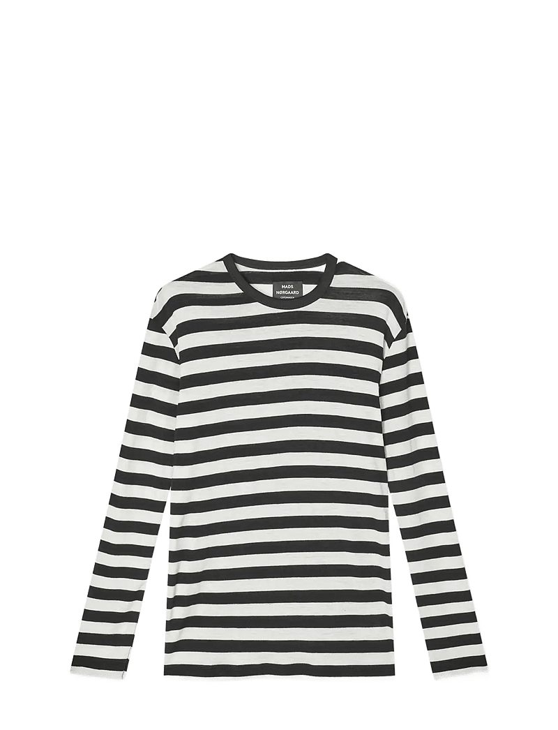 Mads Nørgaard - Fine Wool Tobias Knit - langærmede t-shirts - black/vanilla ice - 1