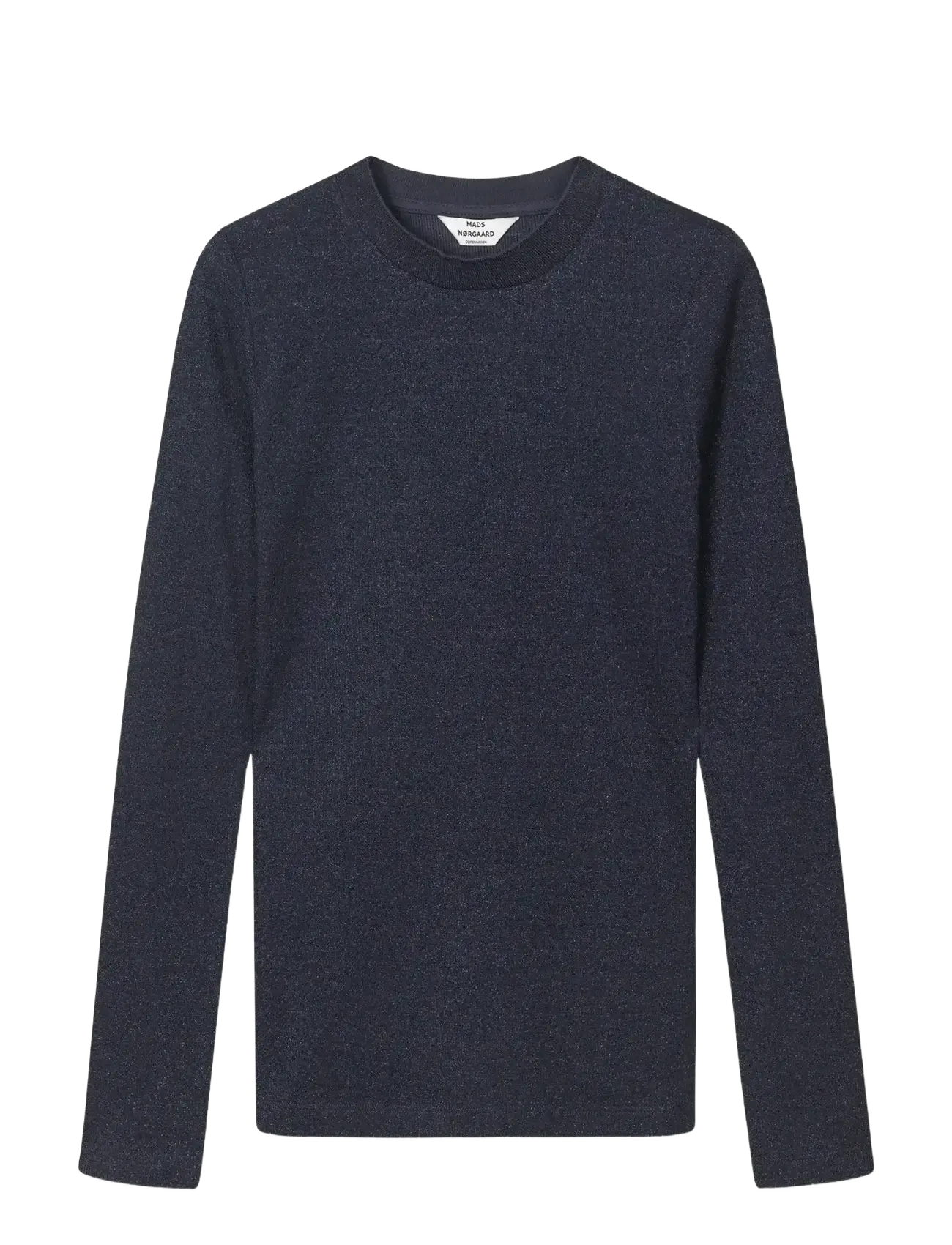 MADS NØRGAARD 2X2 Lurex Tuba Tee Ls Navy - XL - Damen