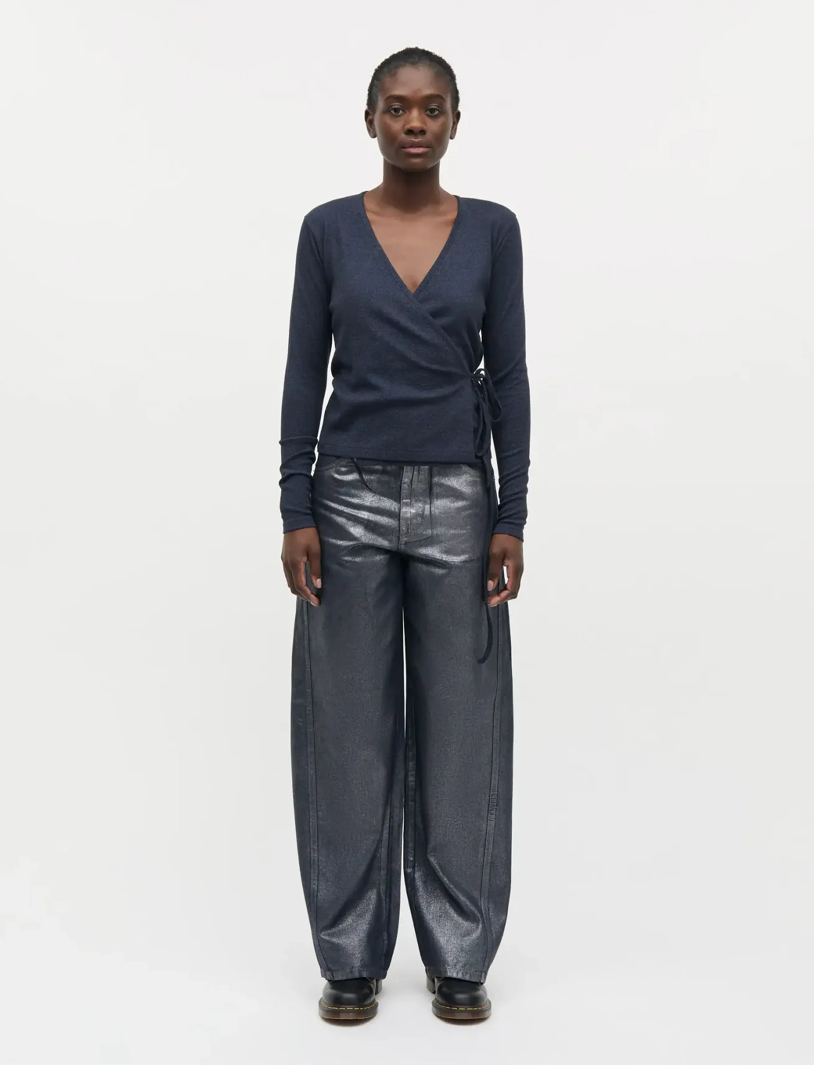 Mads Nørgaard 2X2 Lurex Susi Ls Top, M, Navy, Strik > Trøjer, Dame