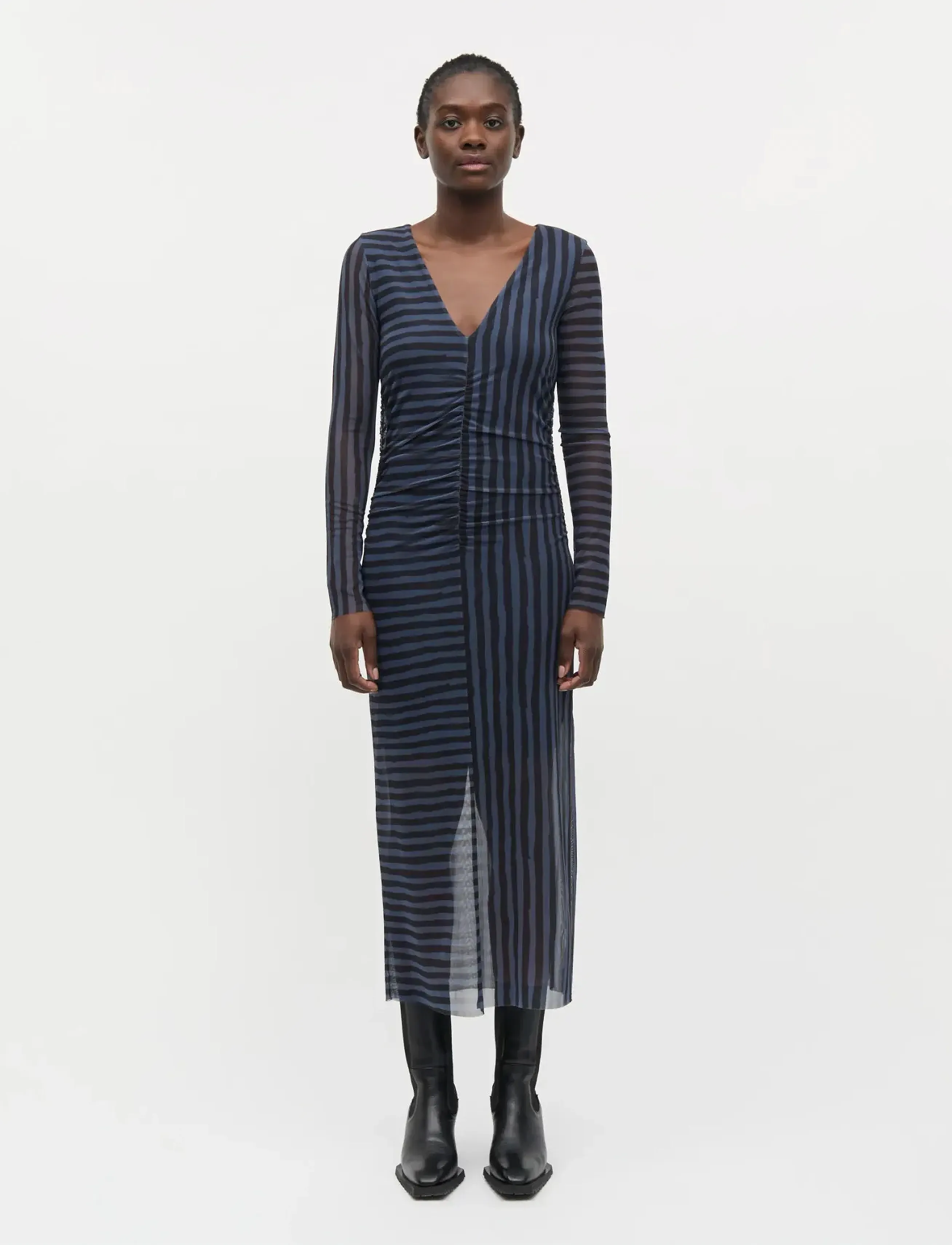 Mads Nørgaard Misa Dress Aop, M, Dresses, Marineblau - Knee-length & Midi, Frauen