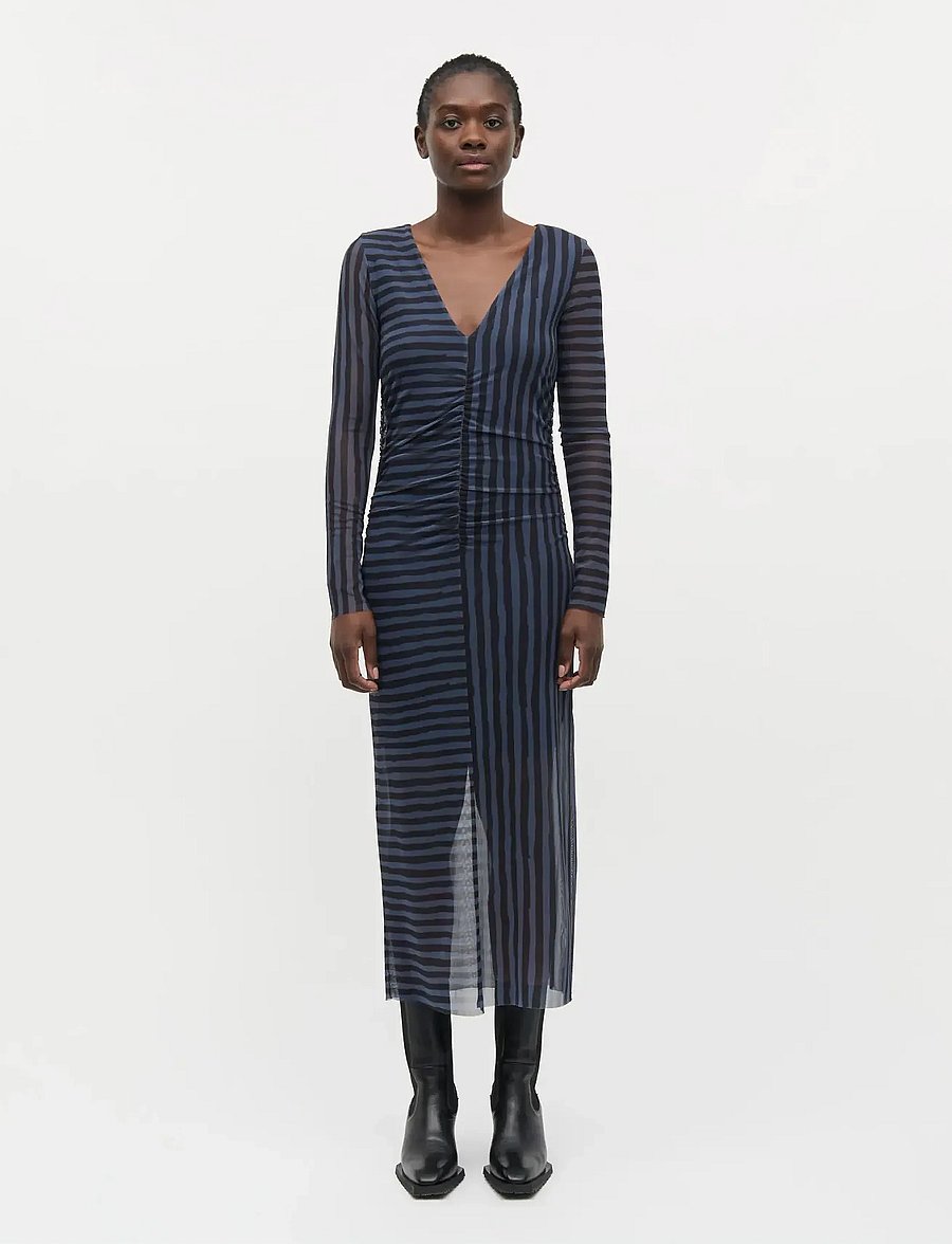Mads Nørgaard - Misa Dress AOP - midi-jurken - parisian night/black - 0