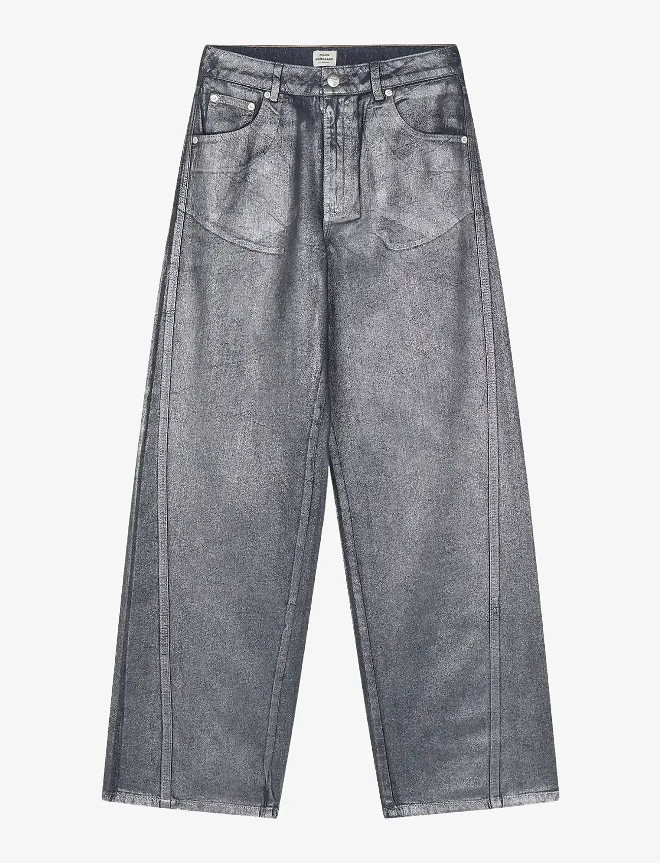 Mads Nørgaard - Metallic Denim Christel Jeans - wide leg jeans - vintage blue/gun metal - 1