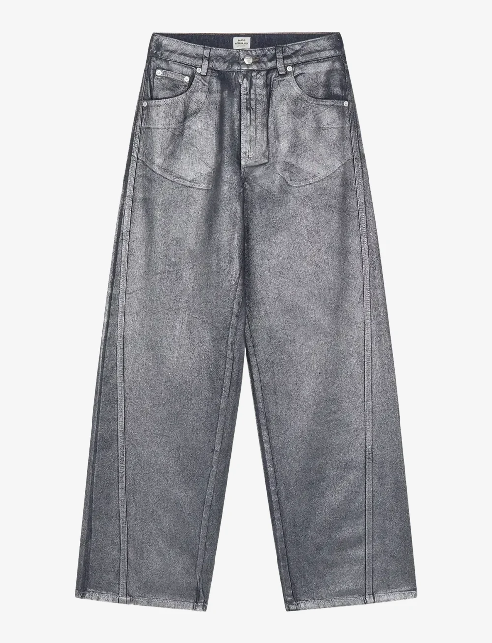 Mads Nørgaard - Metallic Denim Christel Jeans - hosen mit weitem bein - vintage blue/gun metal - 1