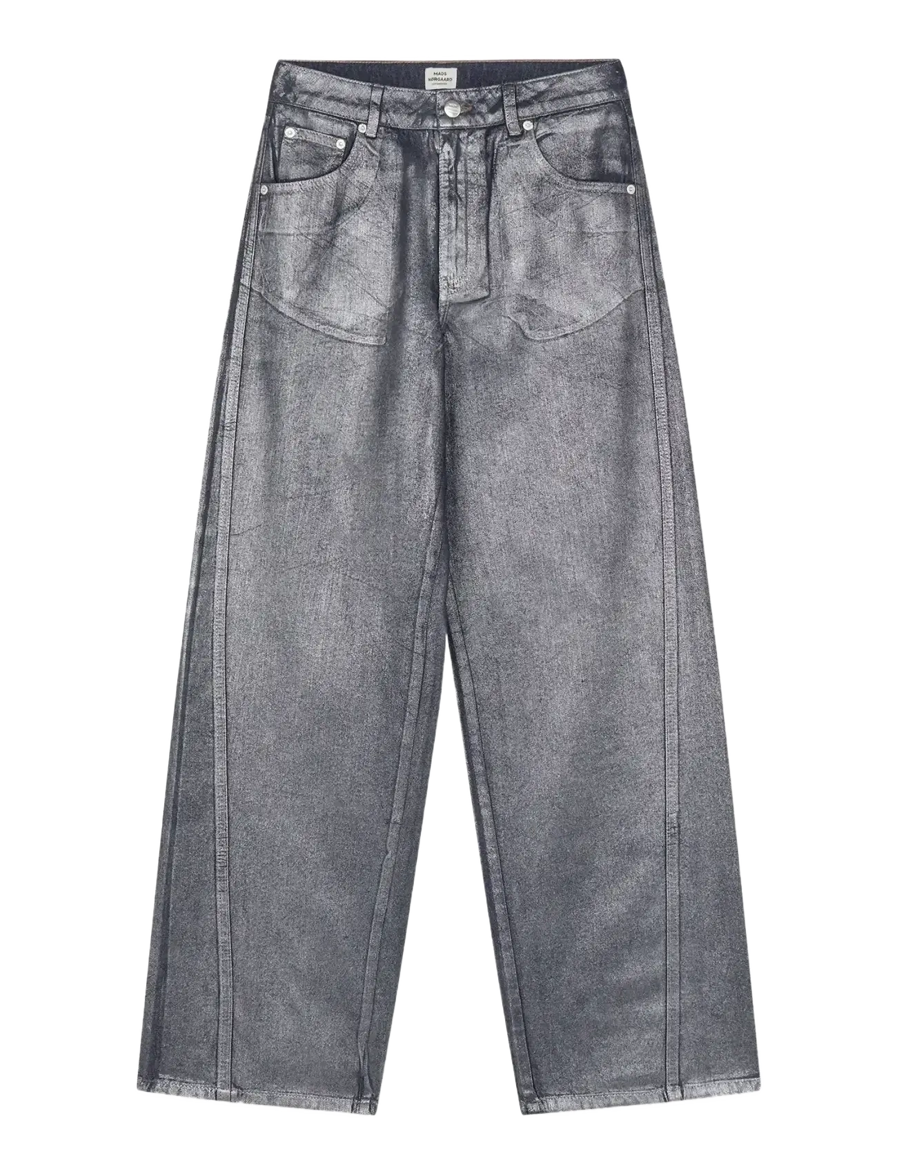 Mads Nørgaard Metallic Denim Christel Jeans - Brede jeans - VINTAGE BLUE/GUN METAL / silver