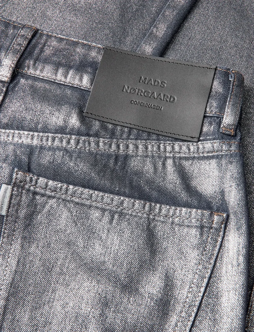 Mads Nørgaard - Metallic Denim Christel Jeans - hosen mit weitem bein - vintage blue/gun metal - 3