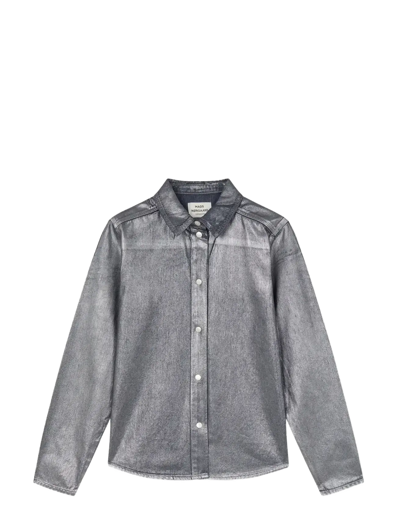 Mads Nørgaard Metallic Denim Calva Shirt - Skjorter - VINTAGE BLUE/GUN METAL / grey