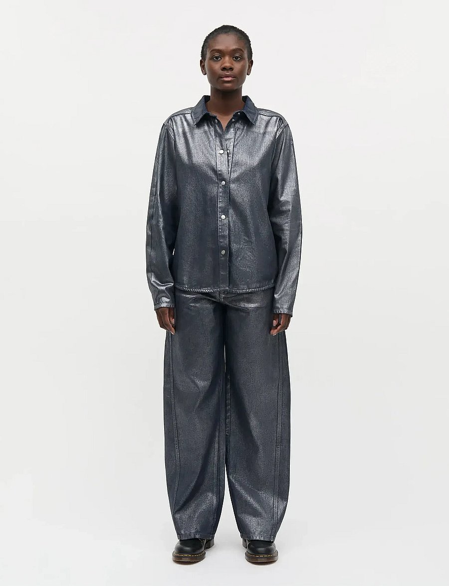 Mads Nørgaard - Metallic Denim Calva Shirt - jeanshemden - vintage blue/gun metal - 0