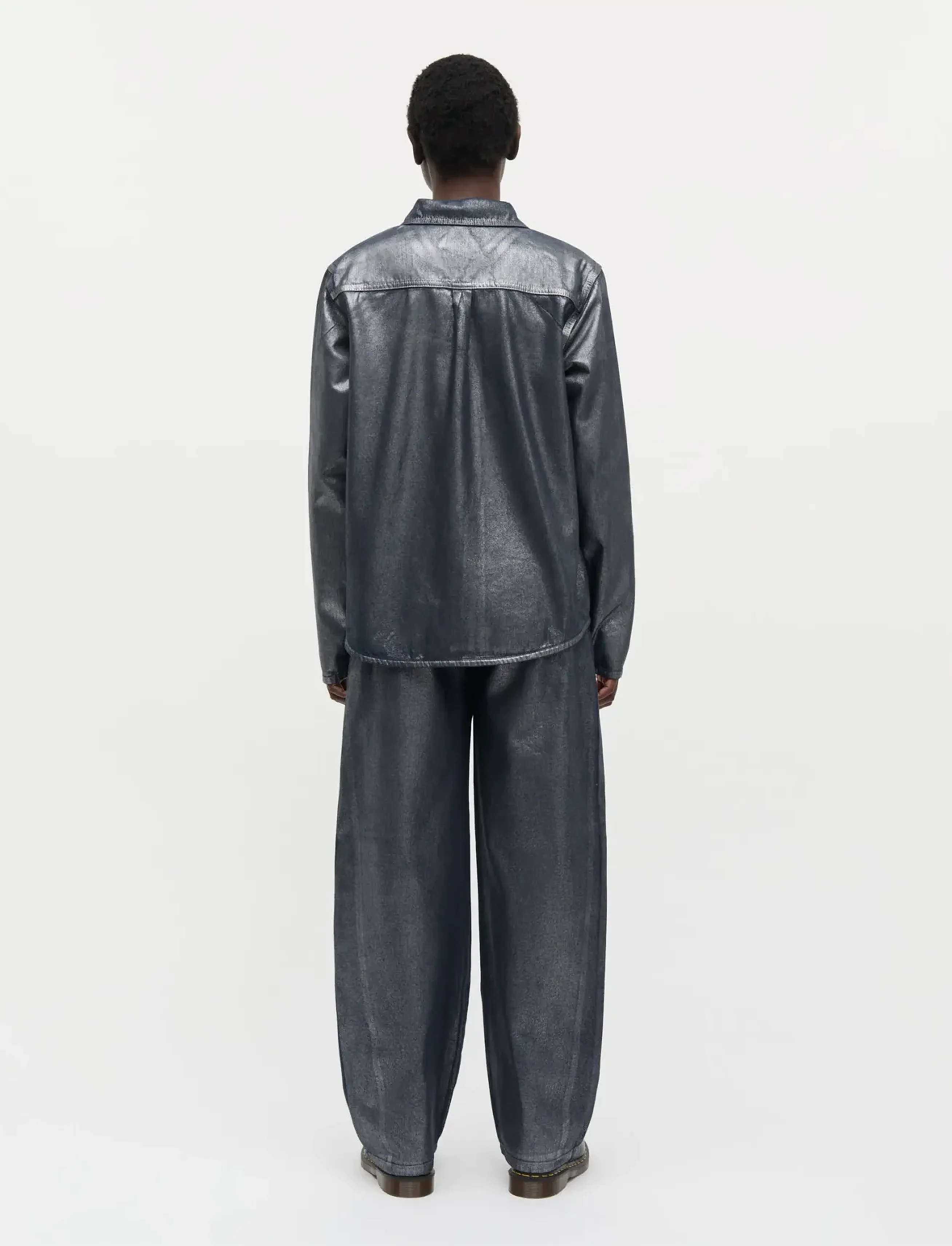 Mads Nørgaard - Metallic Denim Calva Shirt - denimskjorter - vintage blue/gun metal - 2