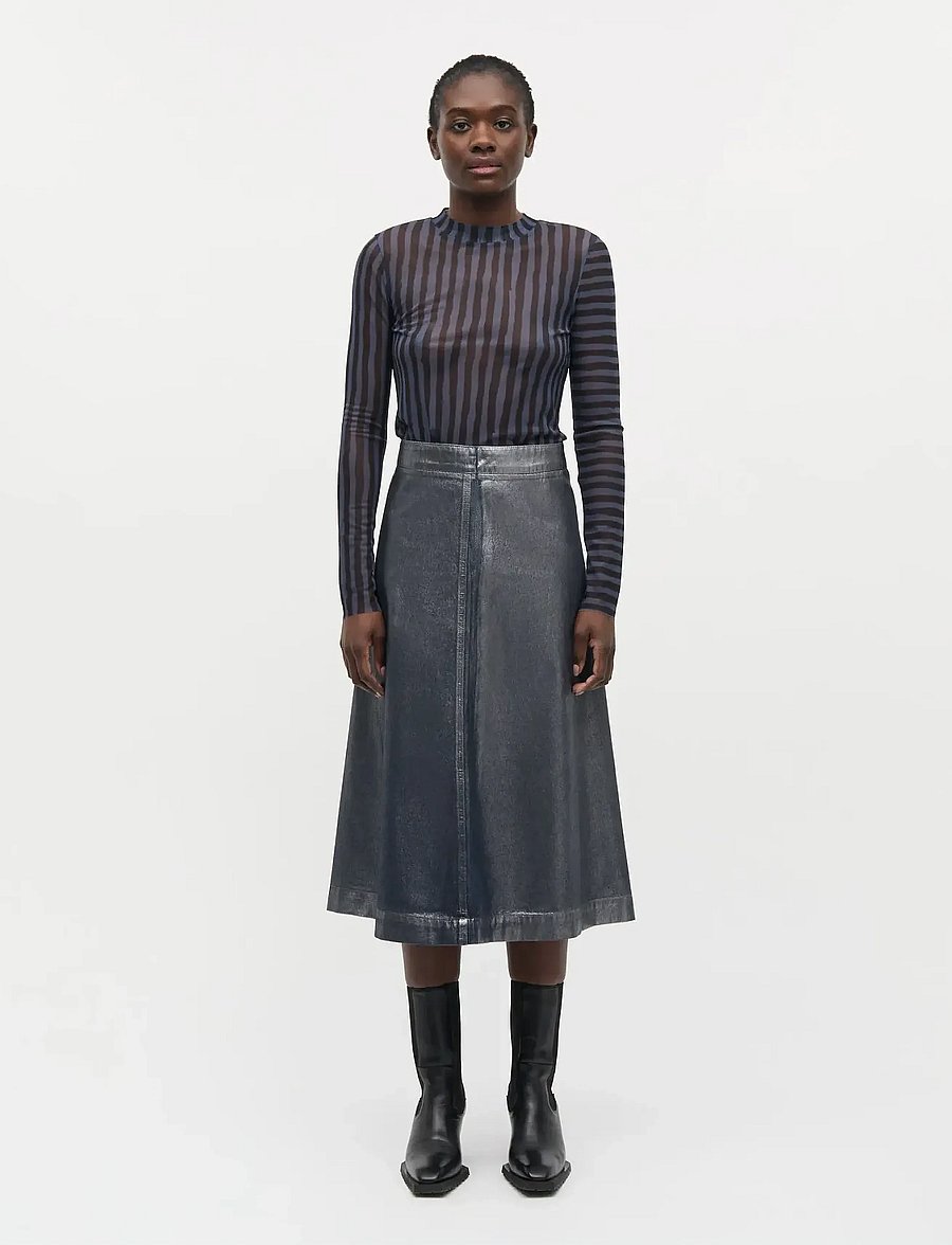 Mads Nørgaard - Metallic Denim Stellar Skirt - jeansröcke - vintage blue/gun metal - 0