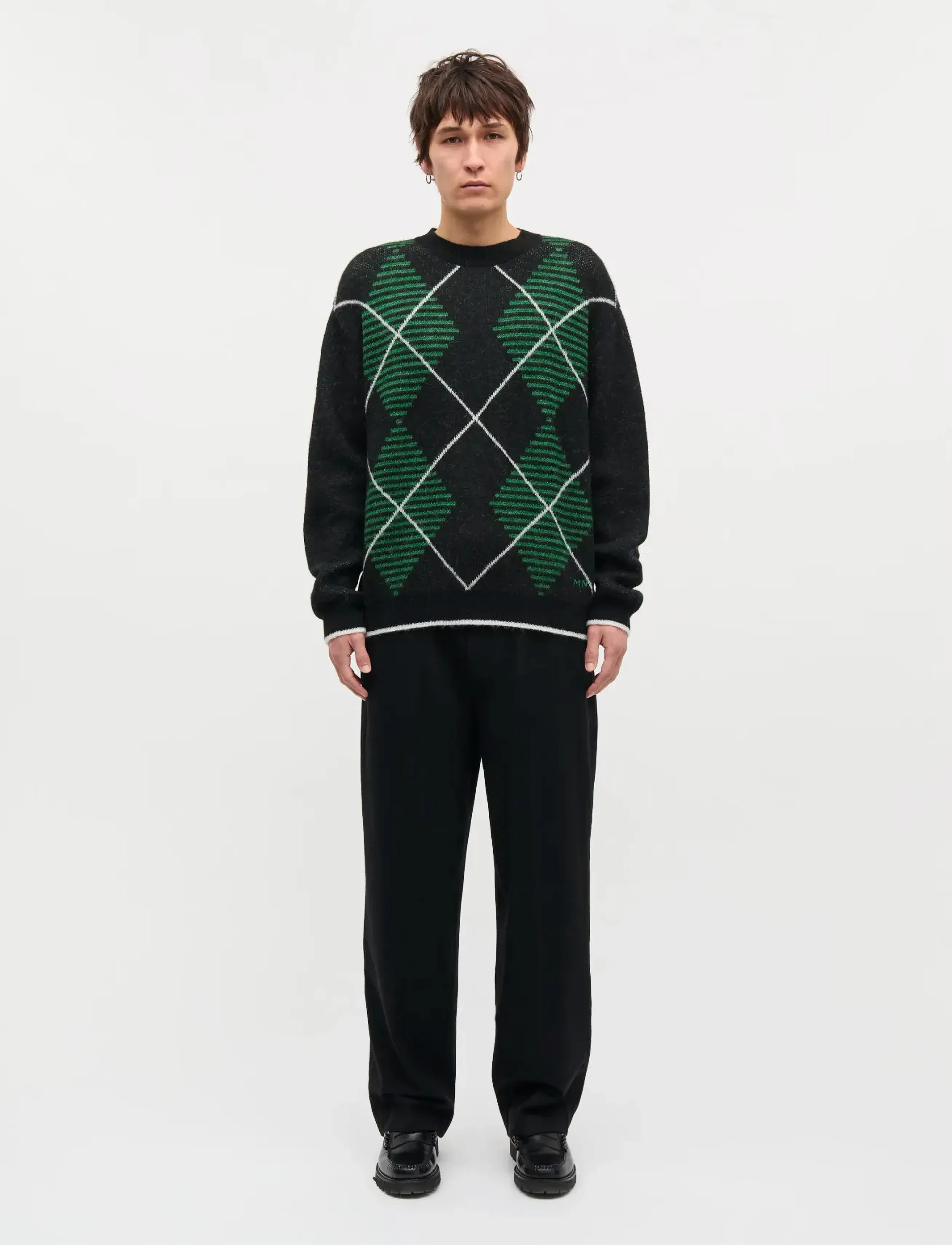 Mads Nørgaard Comfy Wool Adam Argyle Knit, L, Grey, Strik > Pullovere, Børn