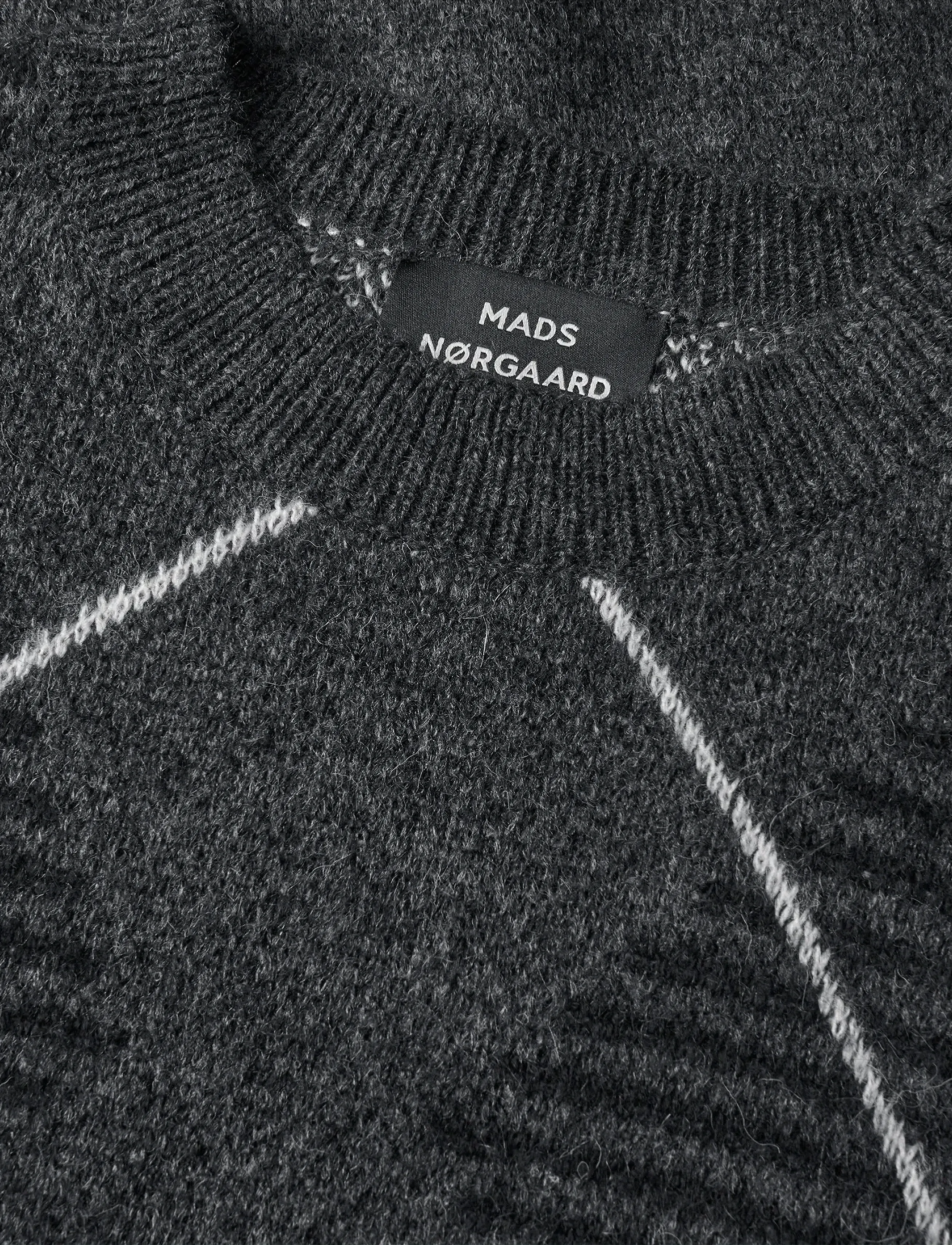 Mads Nørgaard - Comfy Wool Adam Argyle Knit - strik - asphalt - 3