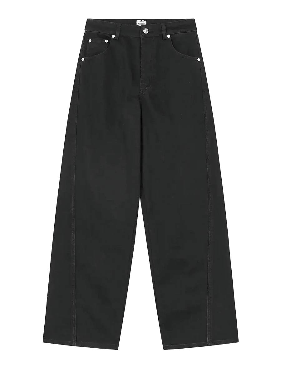 Mads Nørgaard - Dyed Denim Christel Jeans - hosen mit weitem bein - black - 1