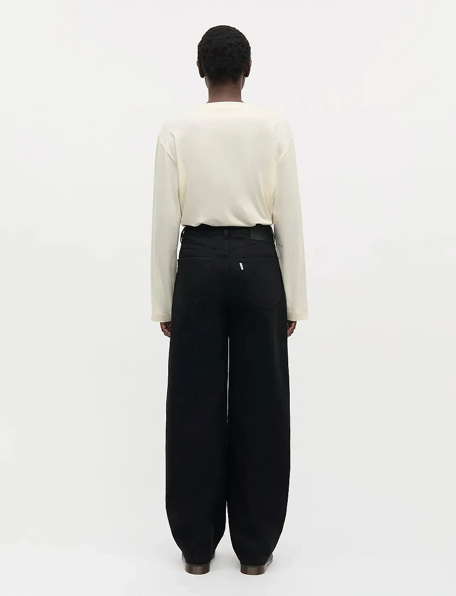 Mads Nørgaard - Dyed Denim Christel Jeans - hosen mit weitem bein - black - 2