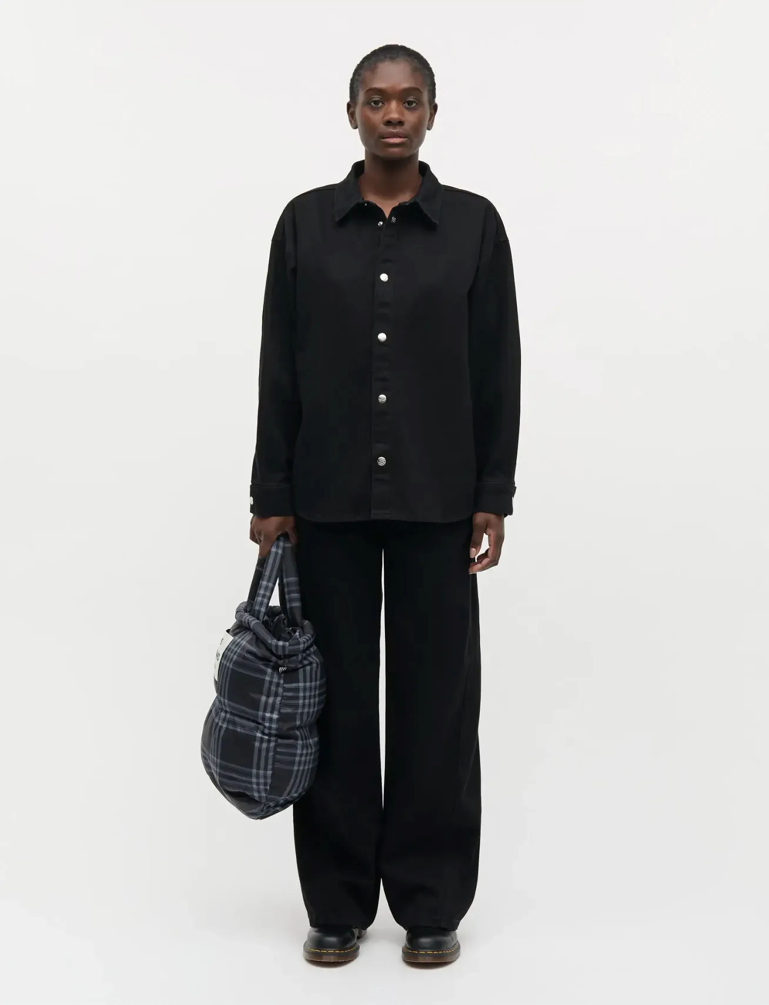 Mads Nørgaard Dyed Denim Gisla Shirt, Kvinder, Denim Skjorte, Sort, Str: 40