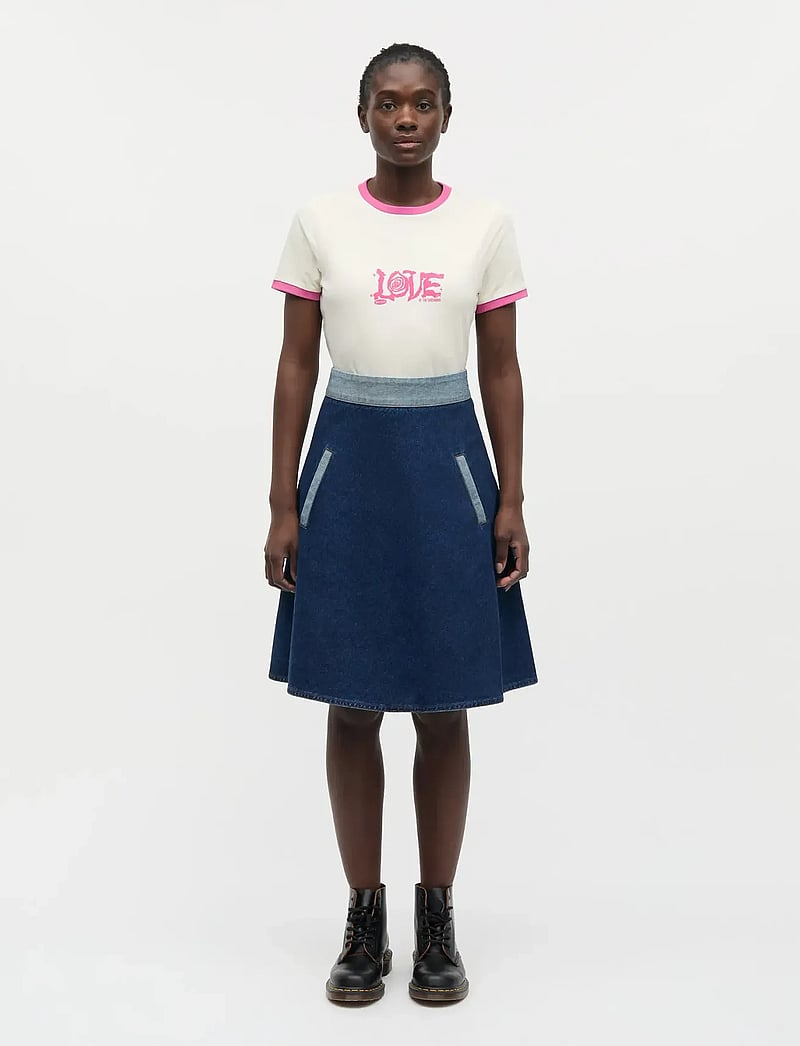 Mads Nørgaard - Luke Denim Stelly Skirt Block - teksaseelikud - mid blue denim - 0