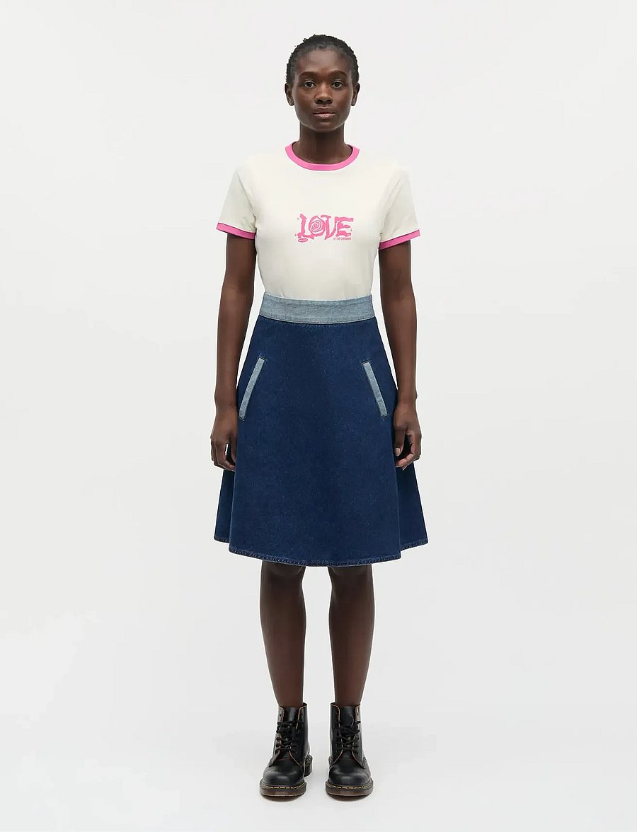 Mads Nørgaard - Luke Denim Stelly Skirt Block - teksaseelikud - mid blue denim - 0