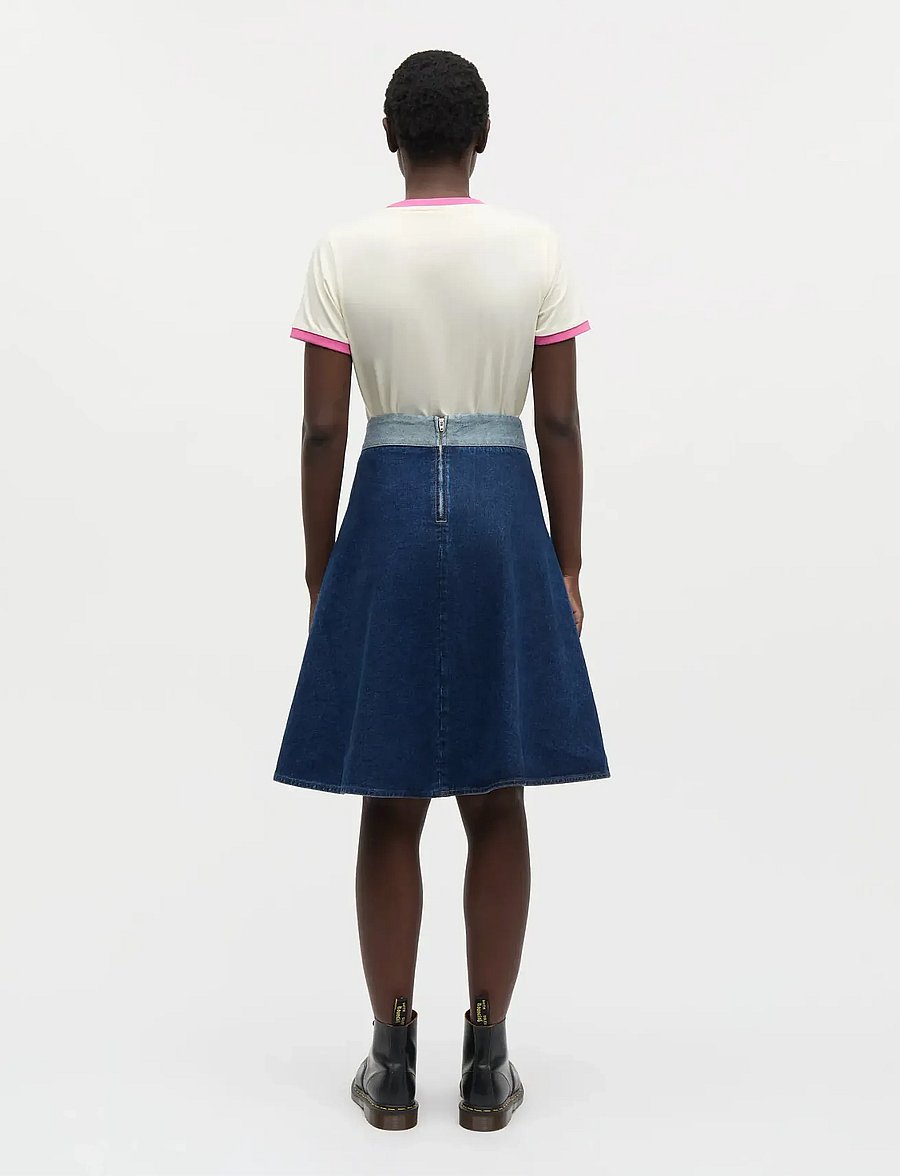 Mads Nørgaard - Luke Denim Stelly Skirt Block - teksaseelikud - mid blue denim - 2