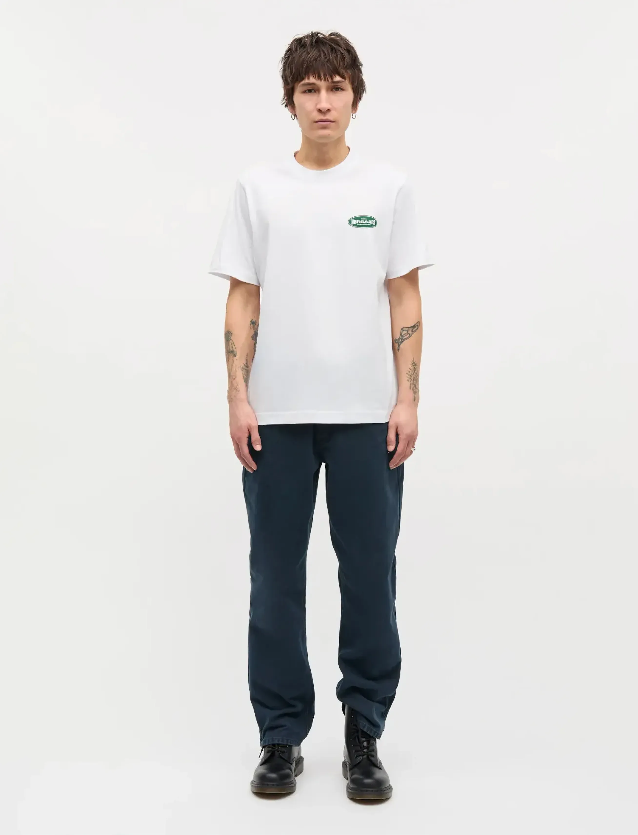 Mads Nørgaard Cotton Jersey Big Logo Frode Tee, M, T-shirts, Weiß - Short-sleeved, Männerswear