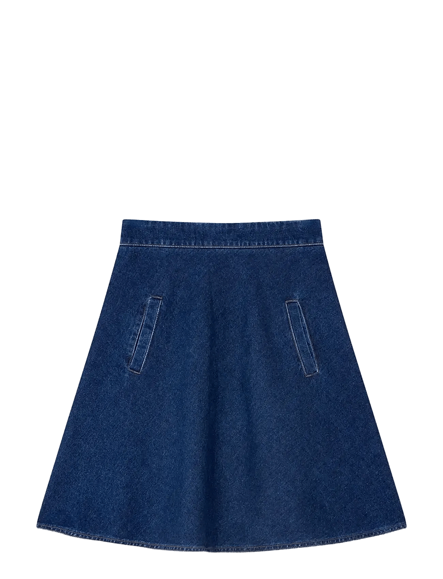 Mads Nørgaard - Luke Denim Stelly Skirt - denim skirts - mid blue denim - 0