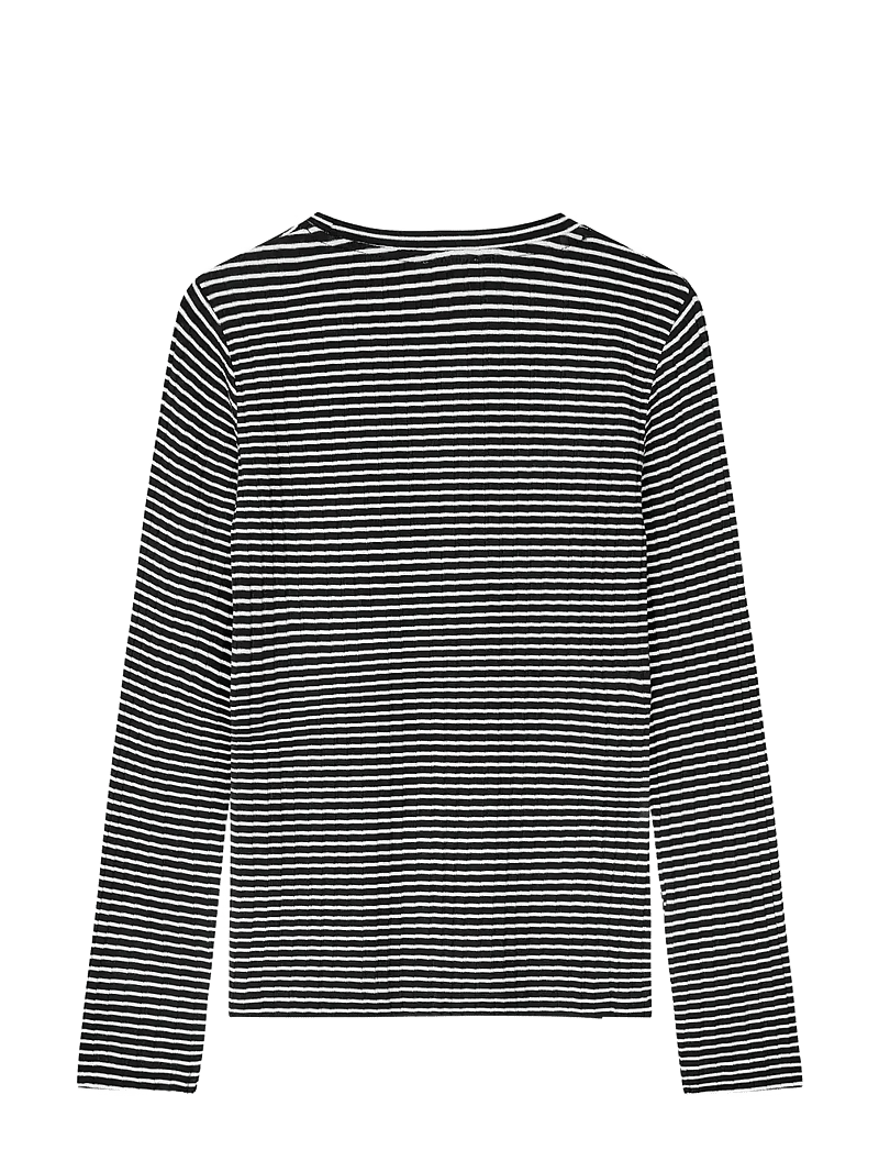 Mads Nørgaard - 5x5 Stripe Talika Top - langärmlige tops - black/vanilla ice - 1