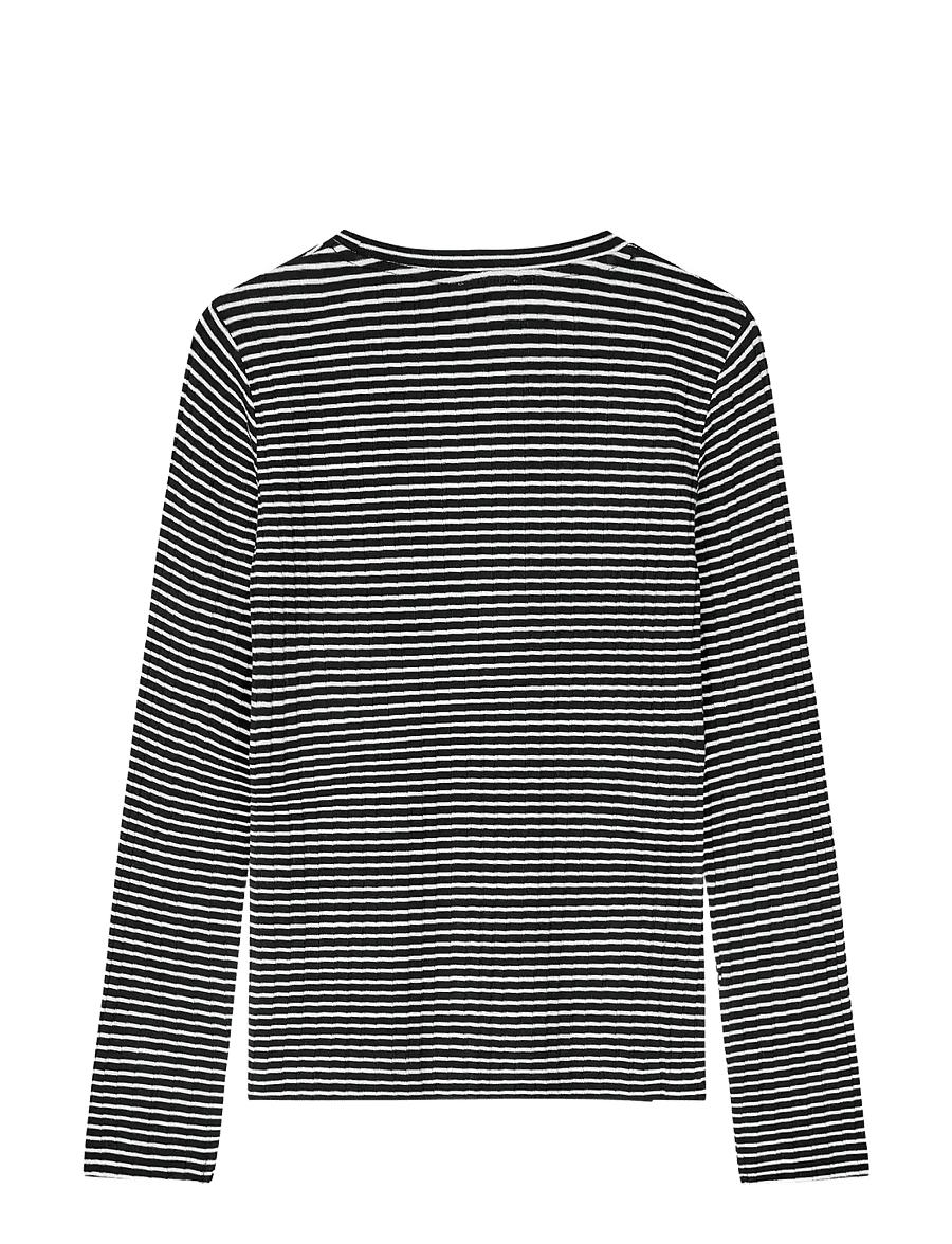 Mads Nørgaard - 5x5 Stripe Talika Top - pikkade varrukatega alussärgid - black/vanilla ice - 1
