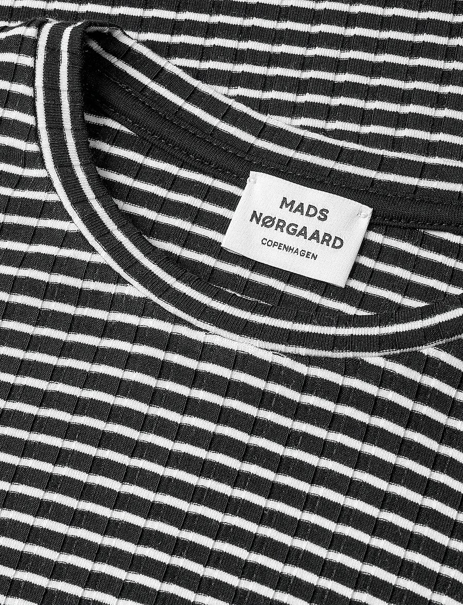 Mads Nørgaard - 5x5 Stripe Talika Top - pikkade varrukatega alussärgid - black/vanilla ice - 2