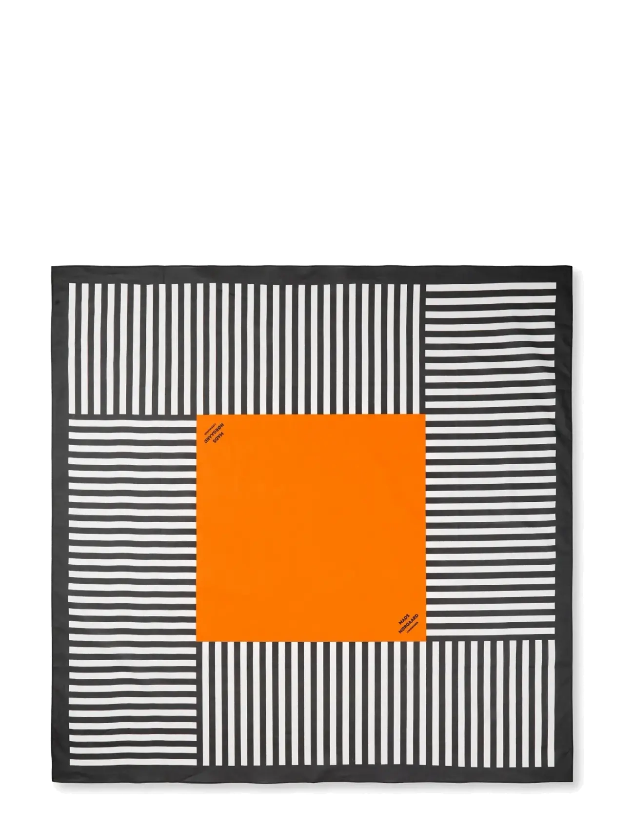 Mads Nørgaard Soft Cotton Block Scarf - Inspiration - BLACK/WHITE / orange