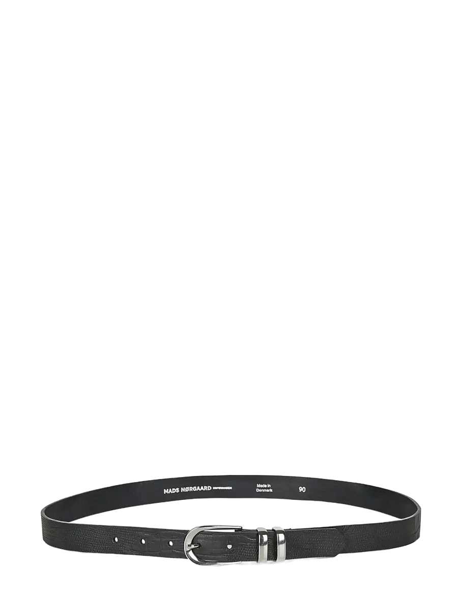 Mads Nørgaard - Croc Berry Belt - leather belts - black - 0