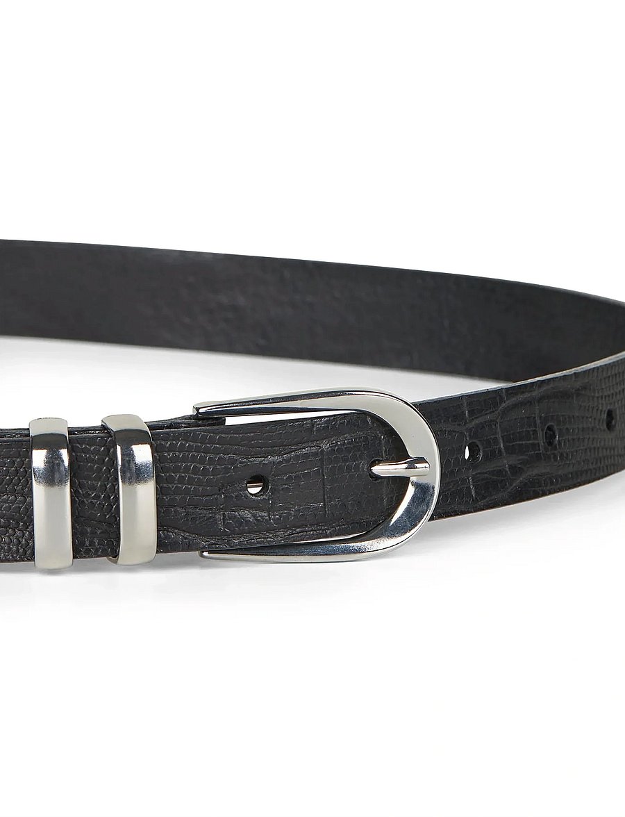 Mads Nørgaard - Croc Berry Belt - leather belts - black - 1