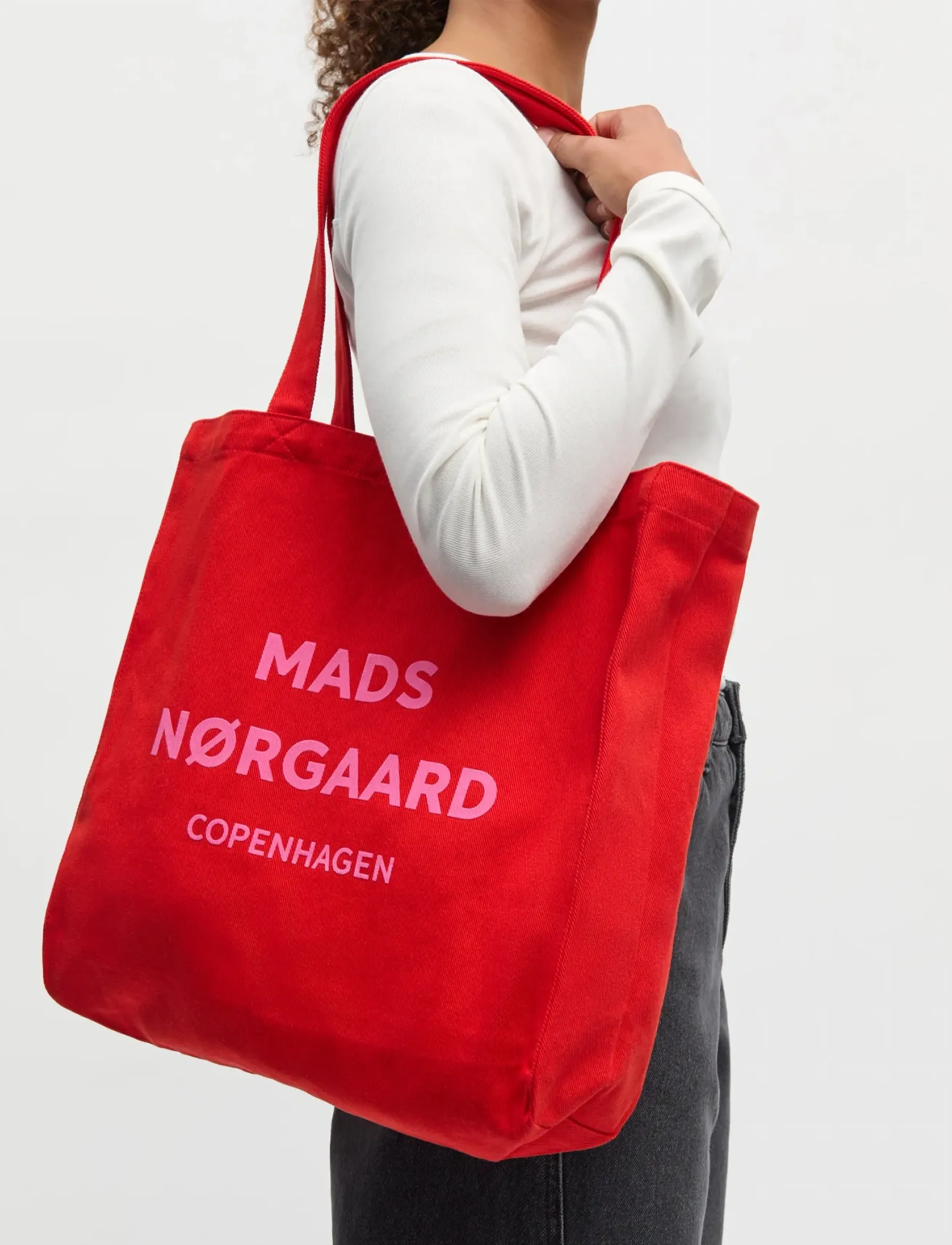 Mads Nørgaard Boutique Athene Bag, Kvinder, Indkøbstaske, Rød, Str: 72