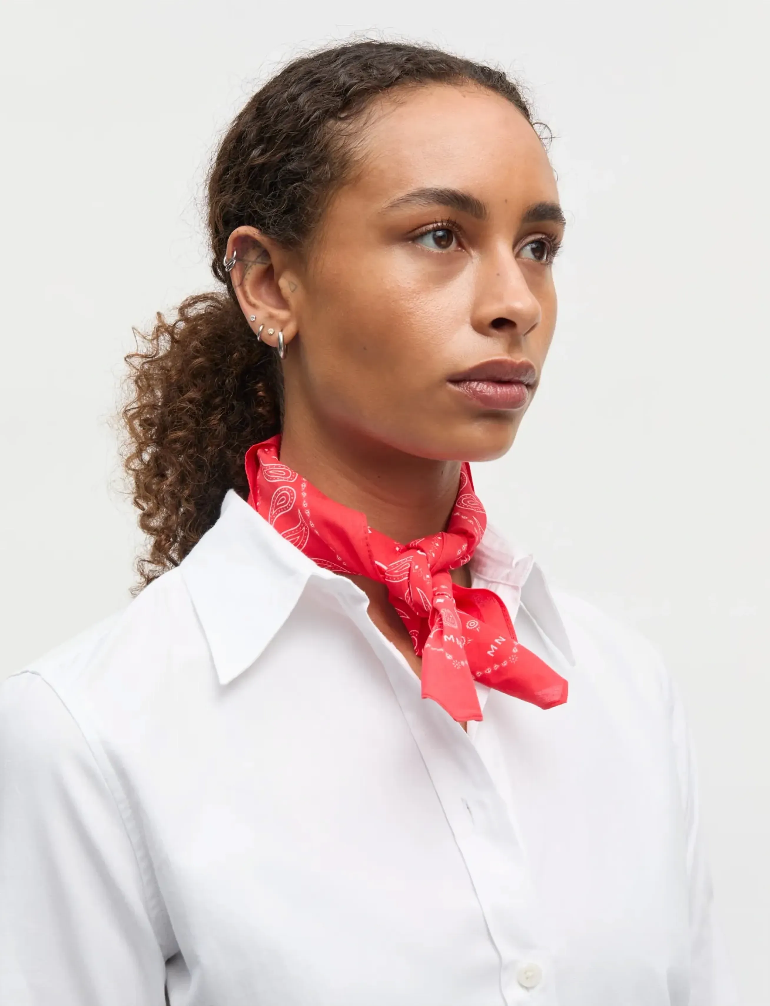 Mads Nørgaard Soft Cotton Paisley Scarf Solid - Neuheiten - FIERY RED / red