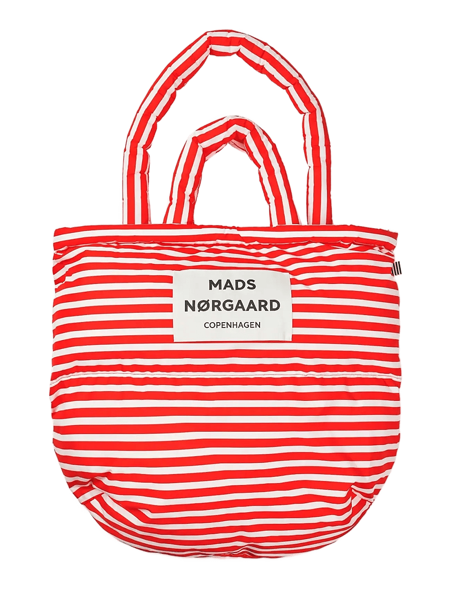 Mads Nørgaard - Light Ripstop Pillow Bag AOP - tote bags - fiery red/vanilla ice - 1