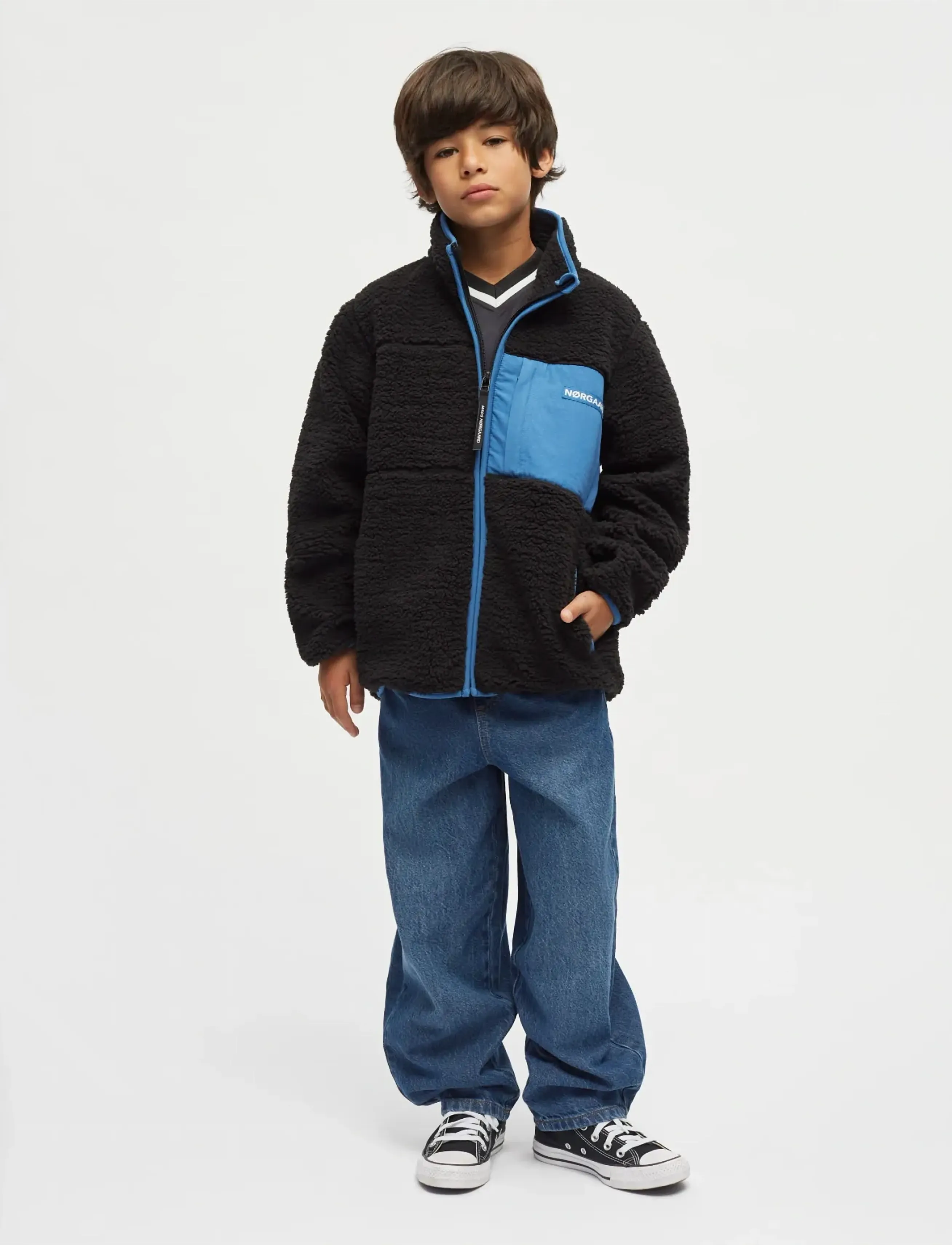 Mads Nørgaard Teddy Fleece Jeffo Jacket, Børn, Teddy Fleece Jakke, Sort, Str: 164